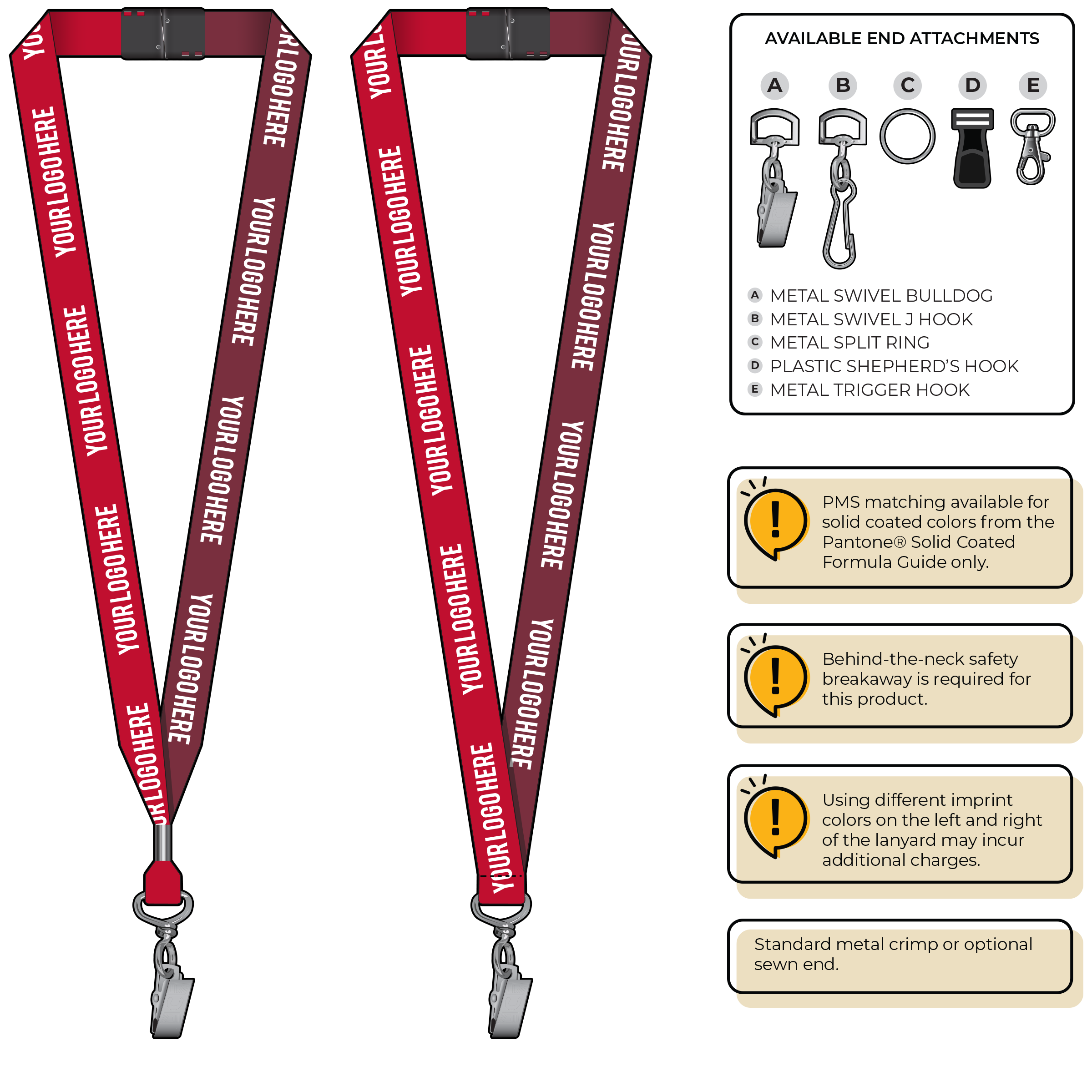 BH0052 | 3/4" Two Tone MicroWeave Silkscreen Lanyards :: STANDARD END ATTACHMENTS