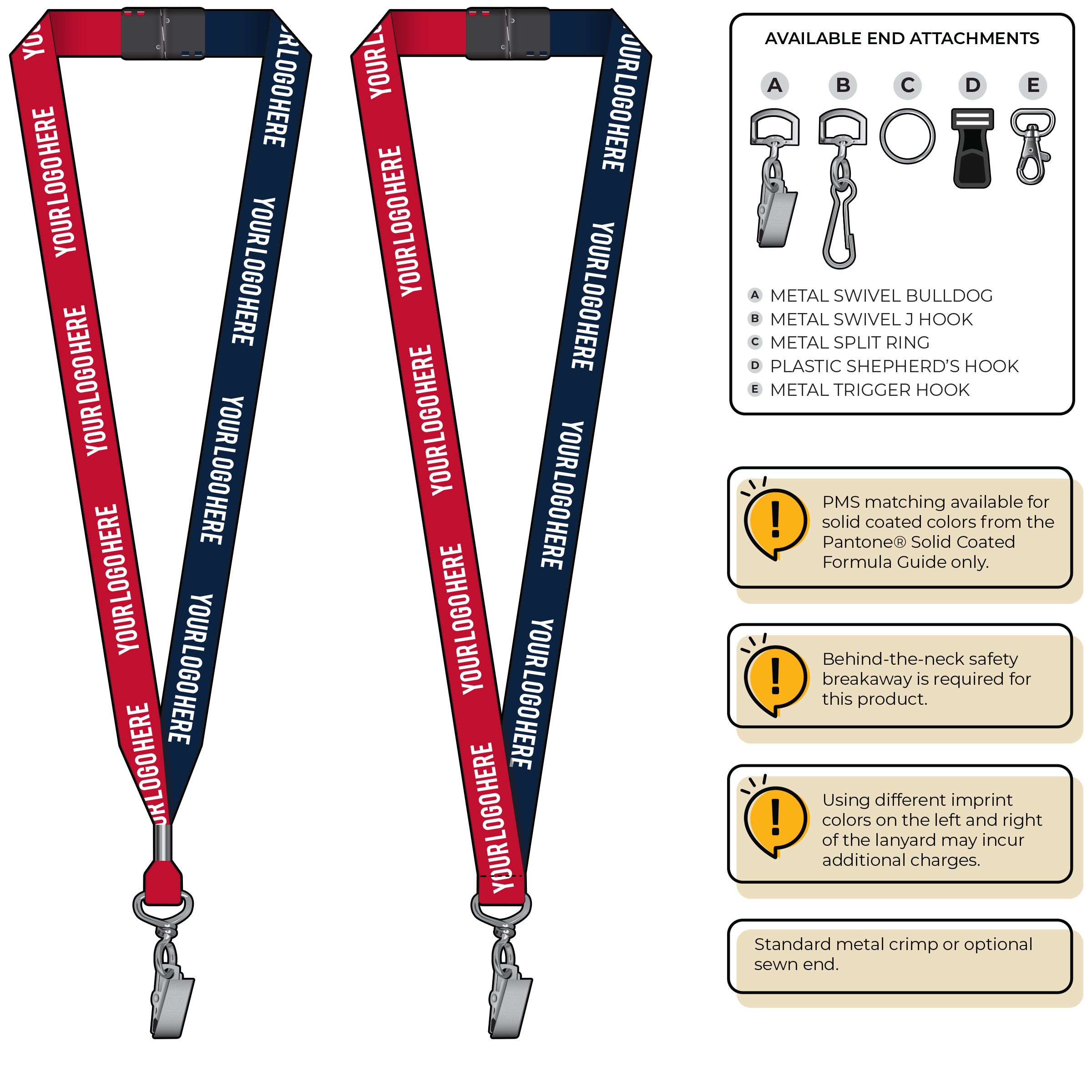 BH0052 | 3/4" Two Tone MicroWeave Silkscreen Lanyards :: STANDARD END ATTACHMENTS