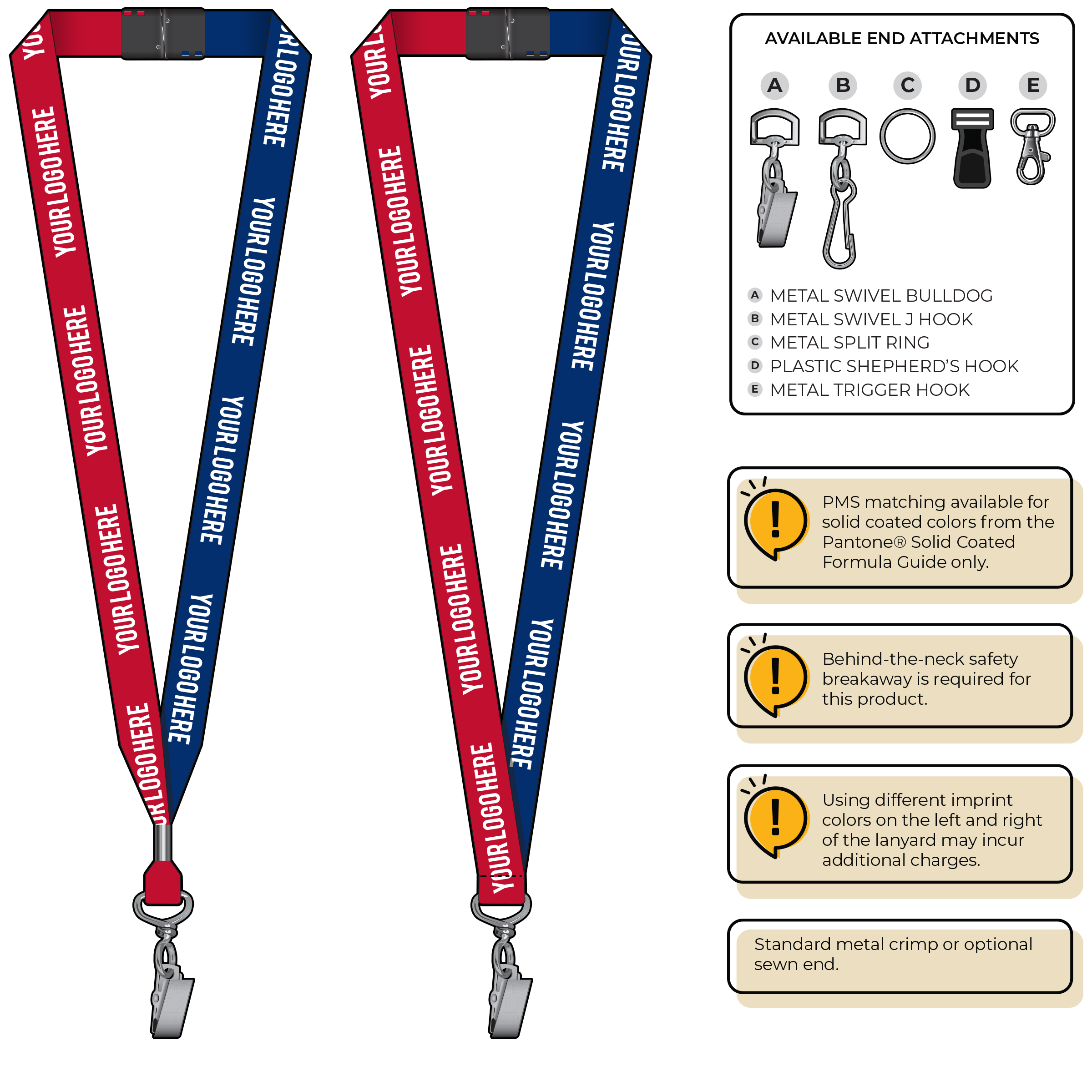 BH0052 | 3/4" Two Tone MicroWeave Silkscreen Lanyards :: STANDARD END ATTACHMENTS