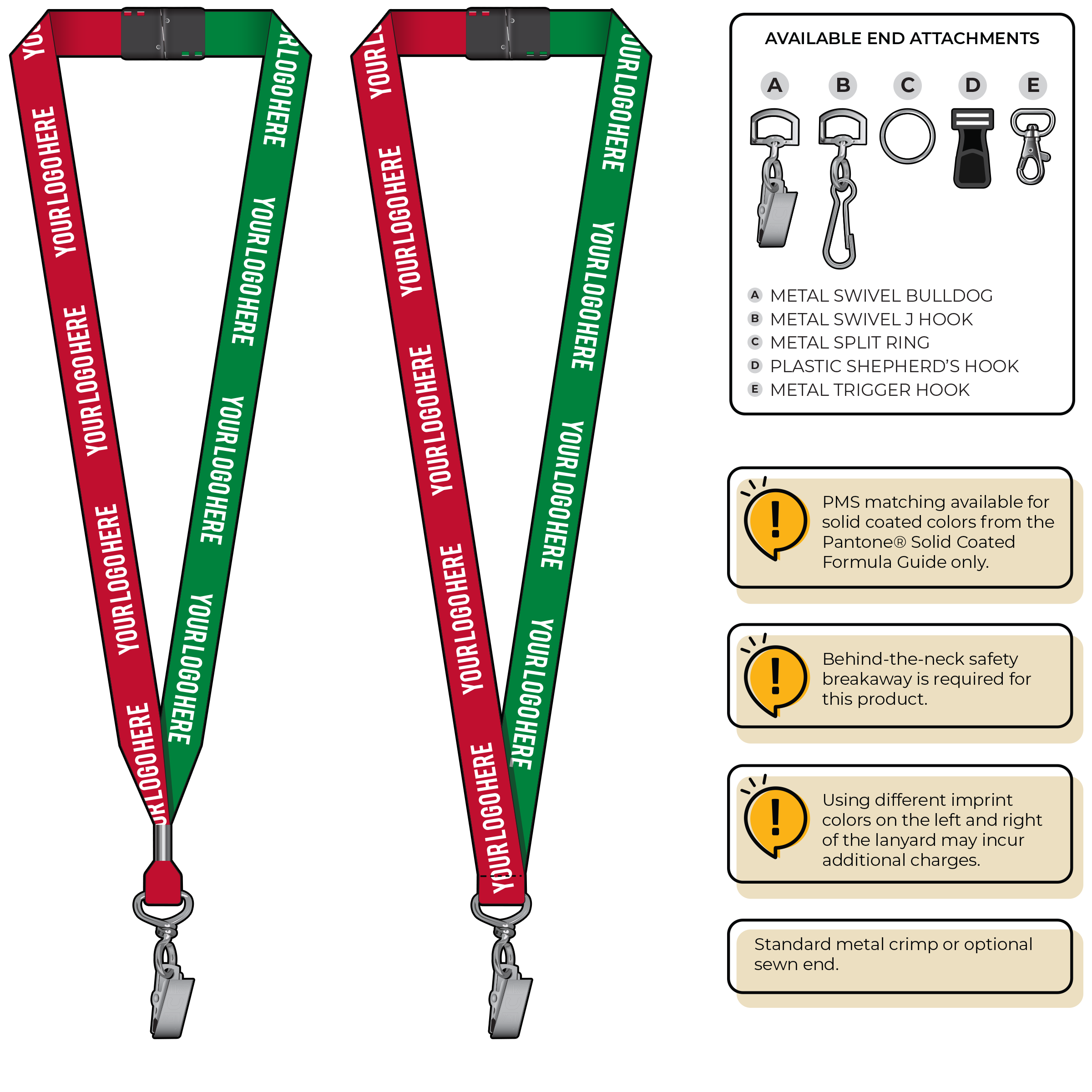 BH0052 | 3/4" Two Tone MicroWeave Silkscreen Lanyards :: STANDARD END ATTACHMENTS