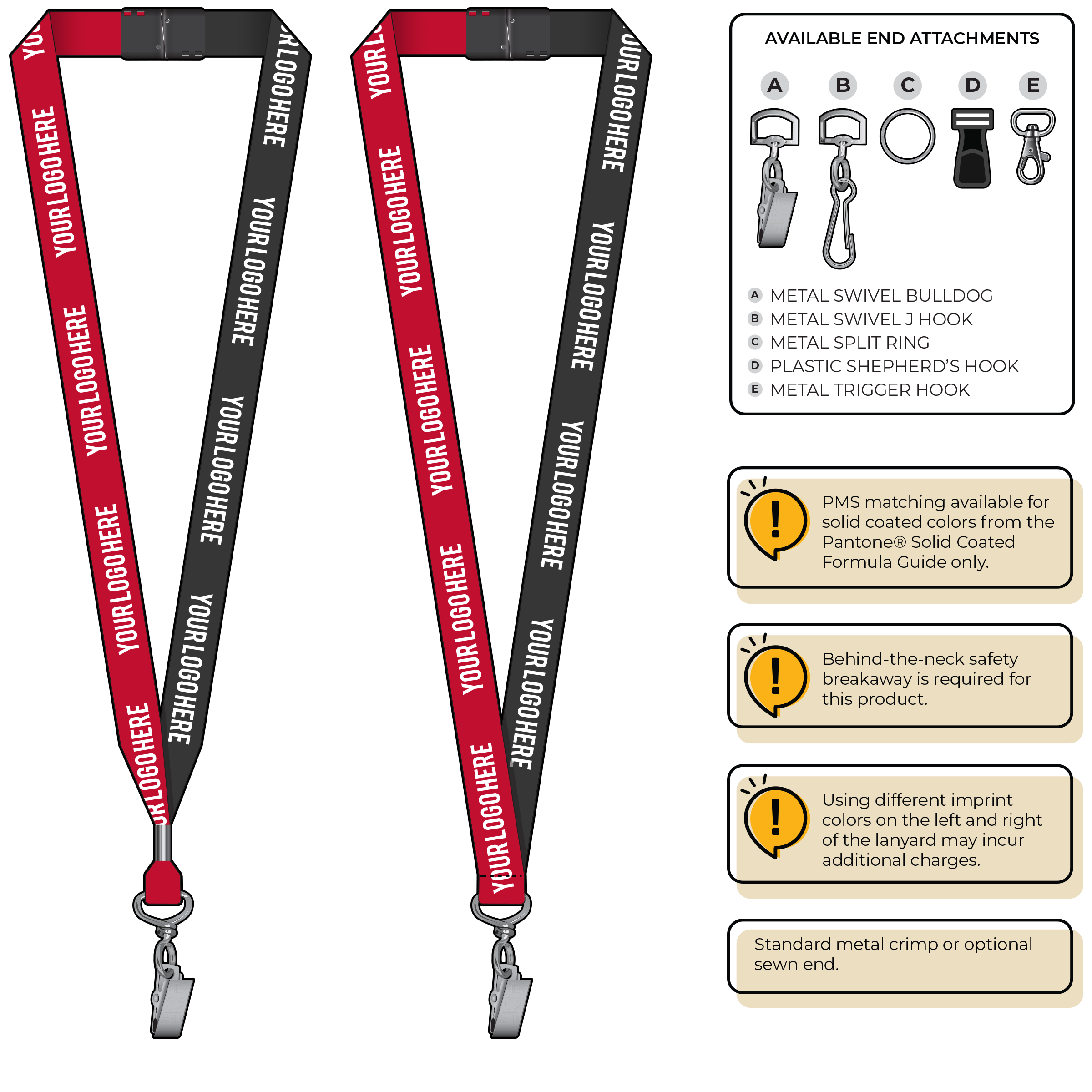 BH0052 | 3/4" Two Tone MicroWeave Silkscreen Lanyards :: STANDARD END ATTACHMENTS