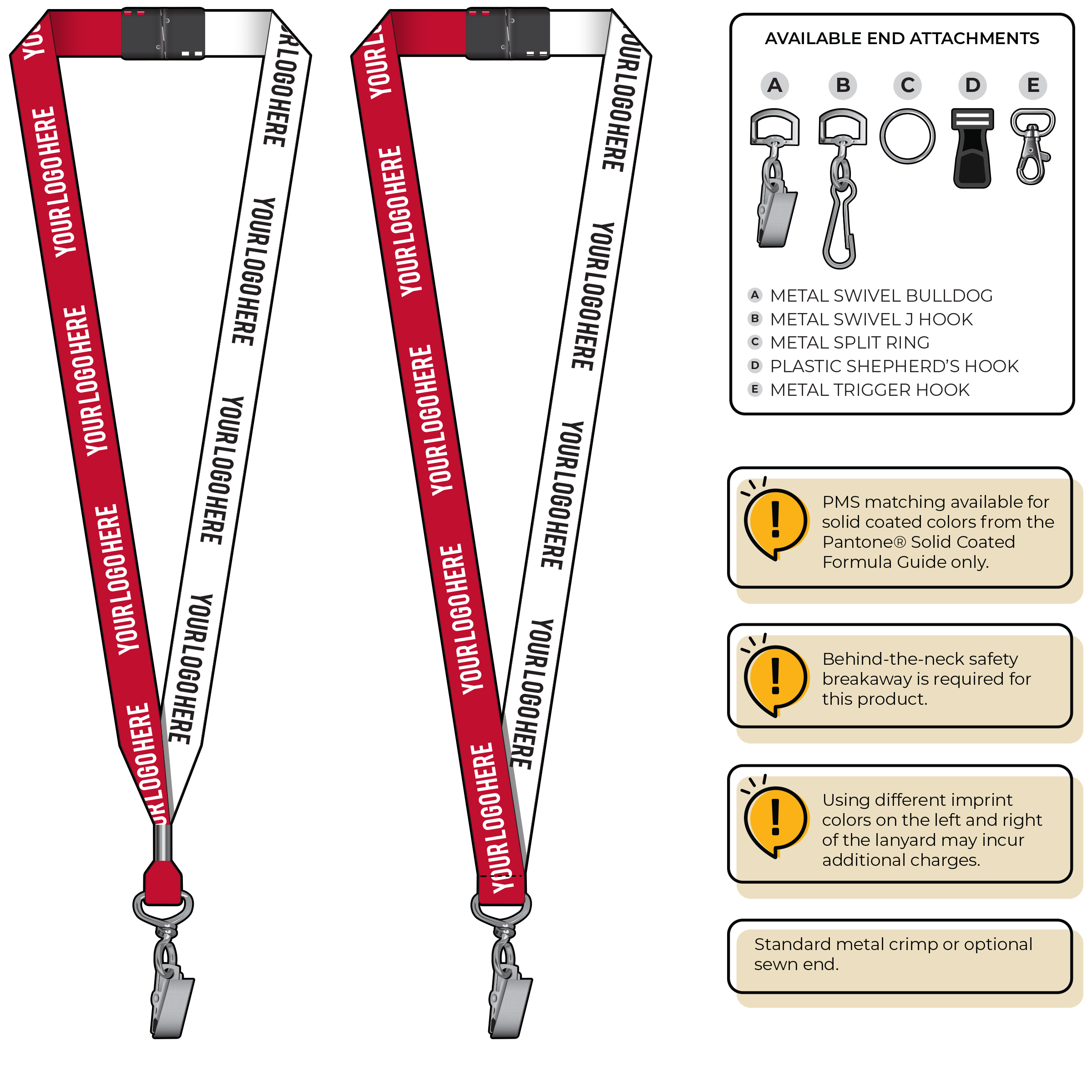 BH0052 | 3/4" Two Tone MicroWeave Silkscreen Lanyards :: STANDARD END ATTACHMENTS