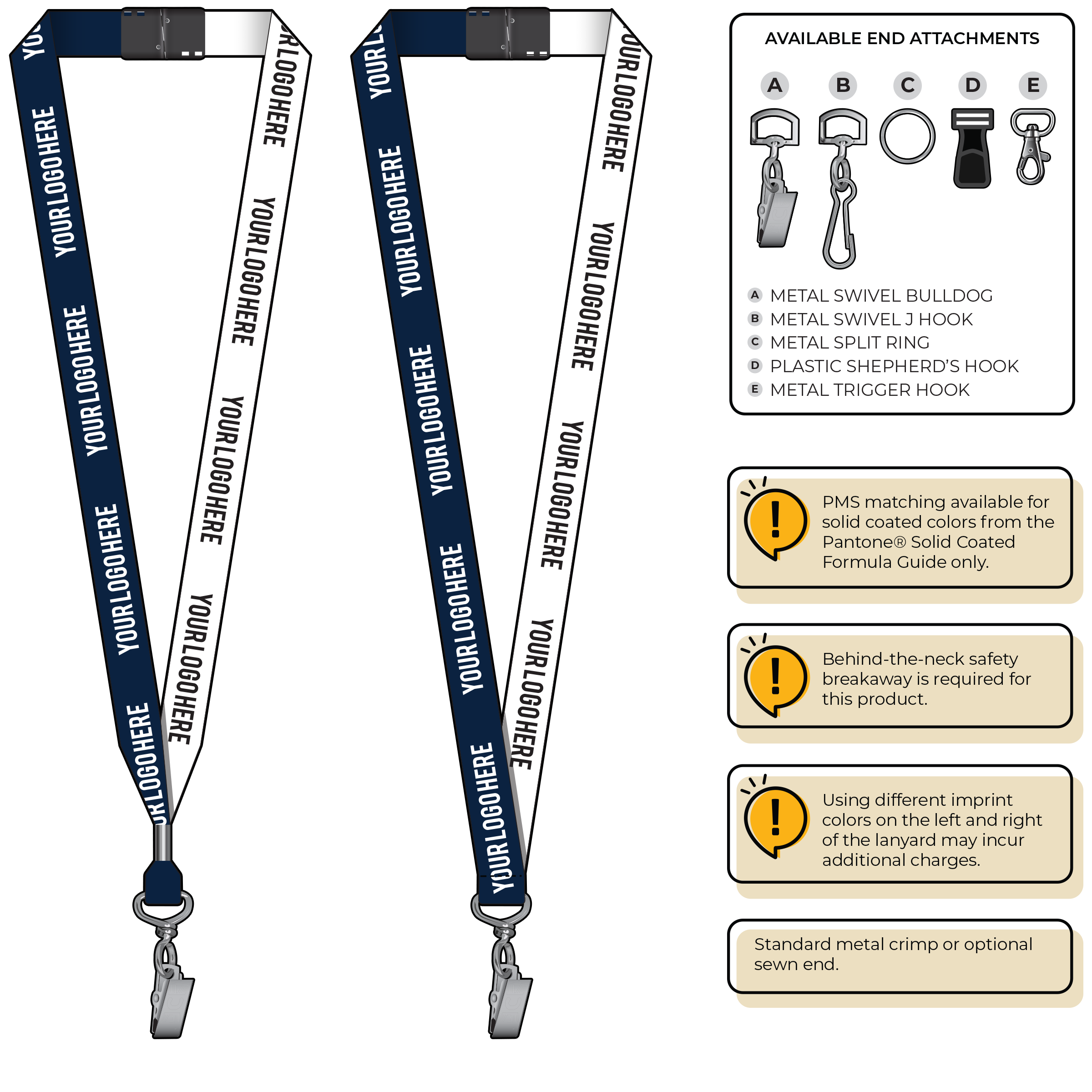 BH0052 | 3/4" Two Tone MicroWeave Silkscreen Lanyards :: STANDARD END ATTACHMENTS