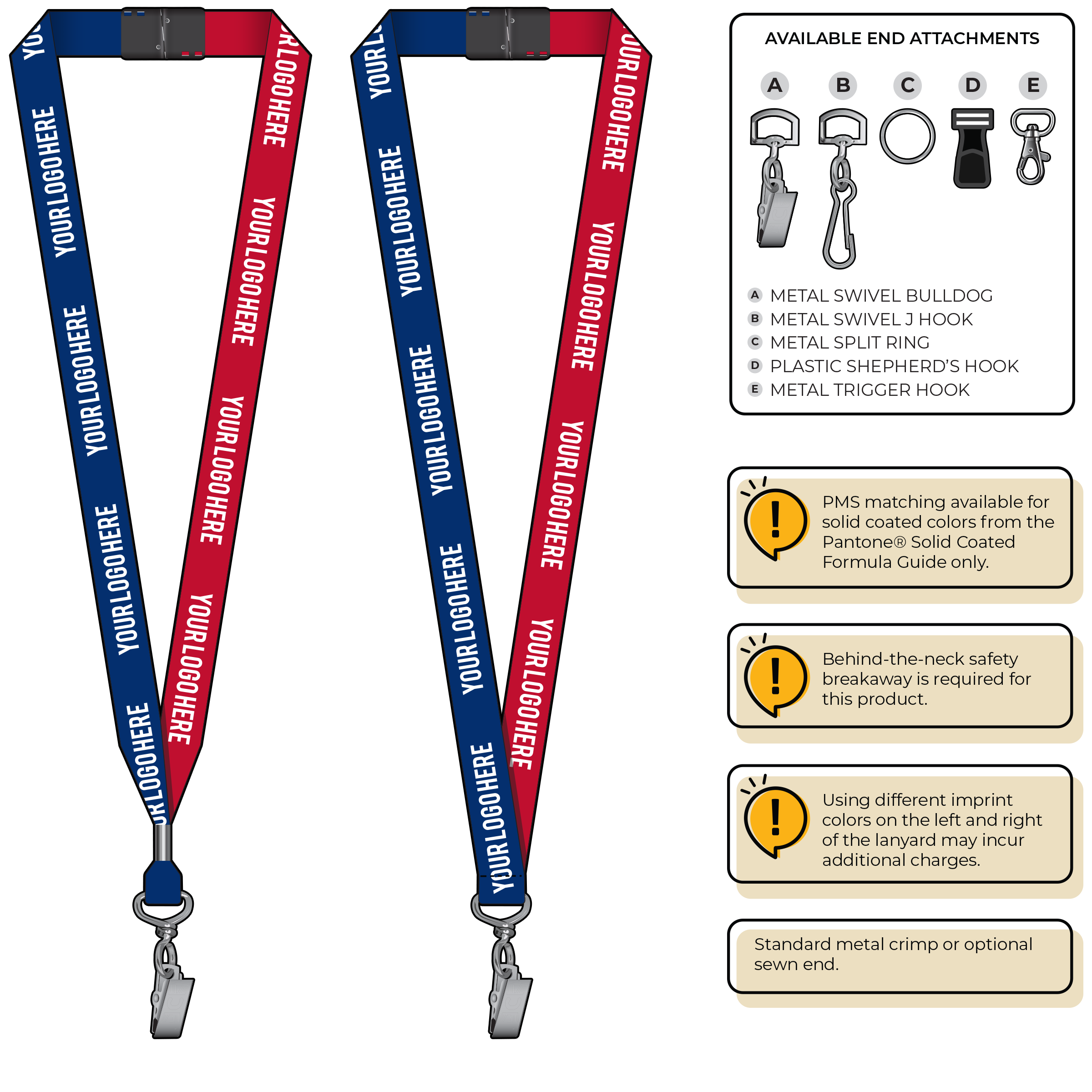 BH0052 | 3/4" Two Tone MicroWeave Silkscreen Lanyards :: STANDARD END ATTACHMENTS
