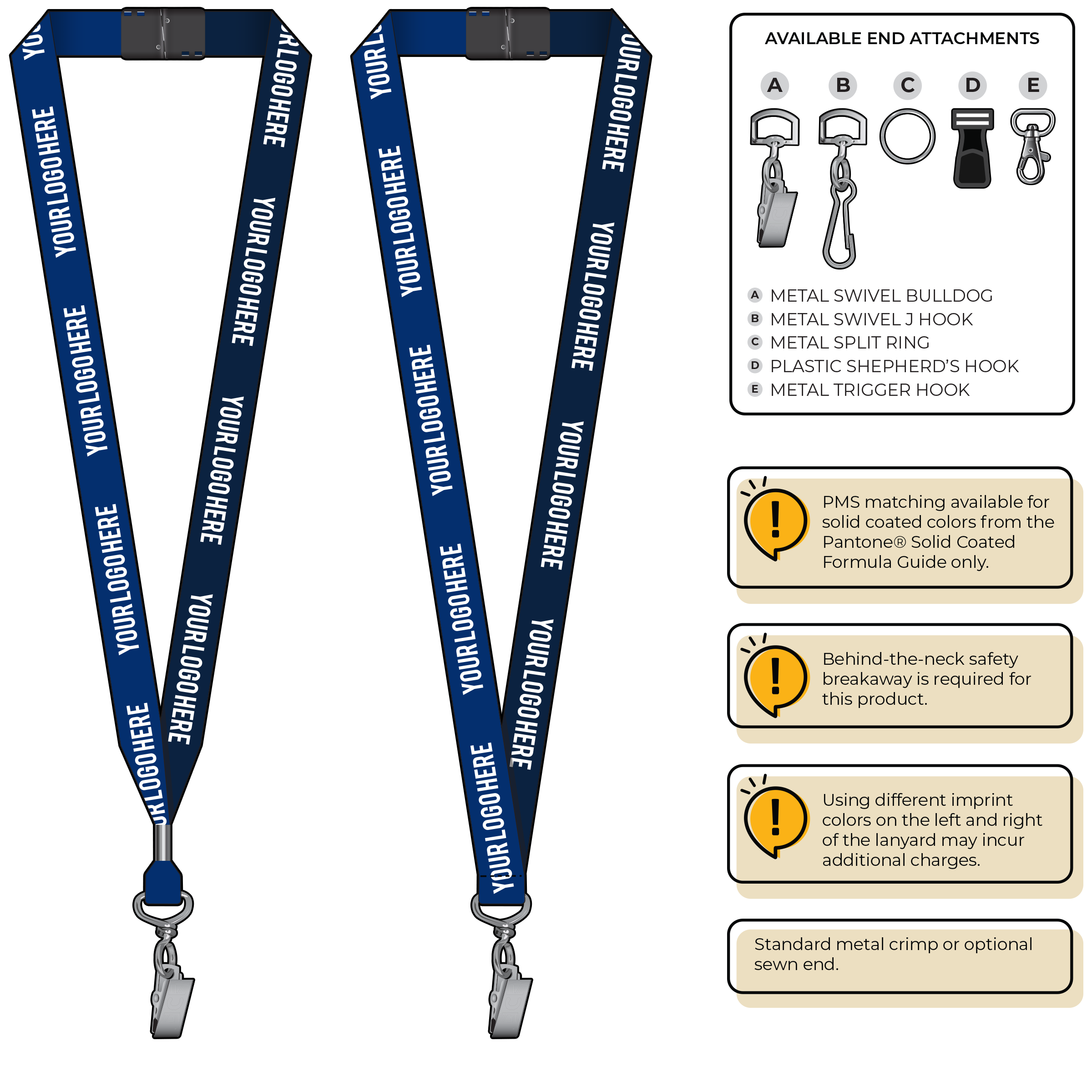 BH0052 | 3/4" Two Tone MicroWeave Silkscreen Lanyards :: STANDARD END ATTACHMENTS