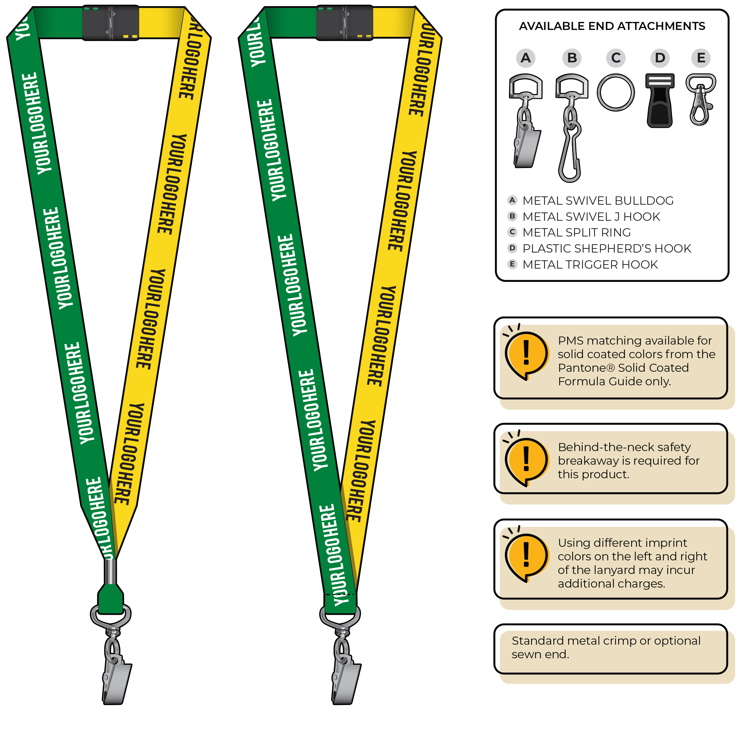 BH0052 | 3/4" Two Tone MicroWeave Silkscreen Lanyards :: STANDARD END ATTACHMENTS