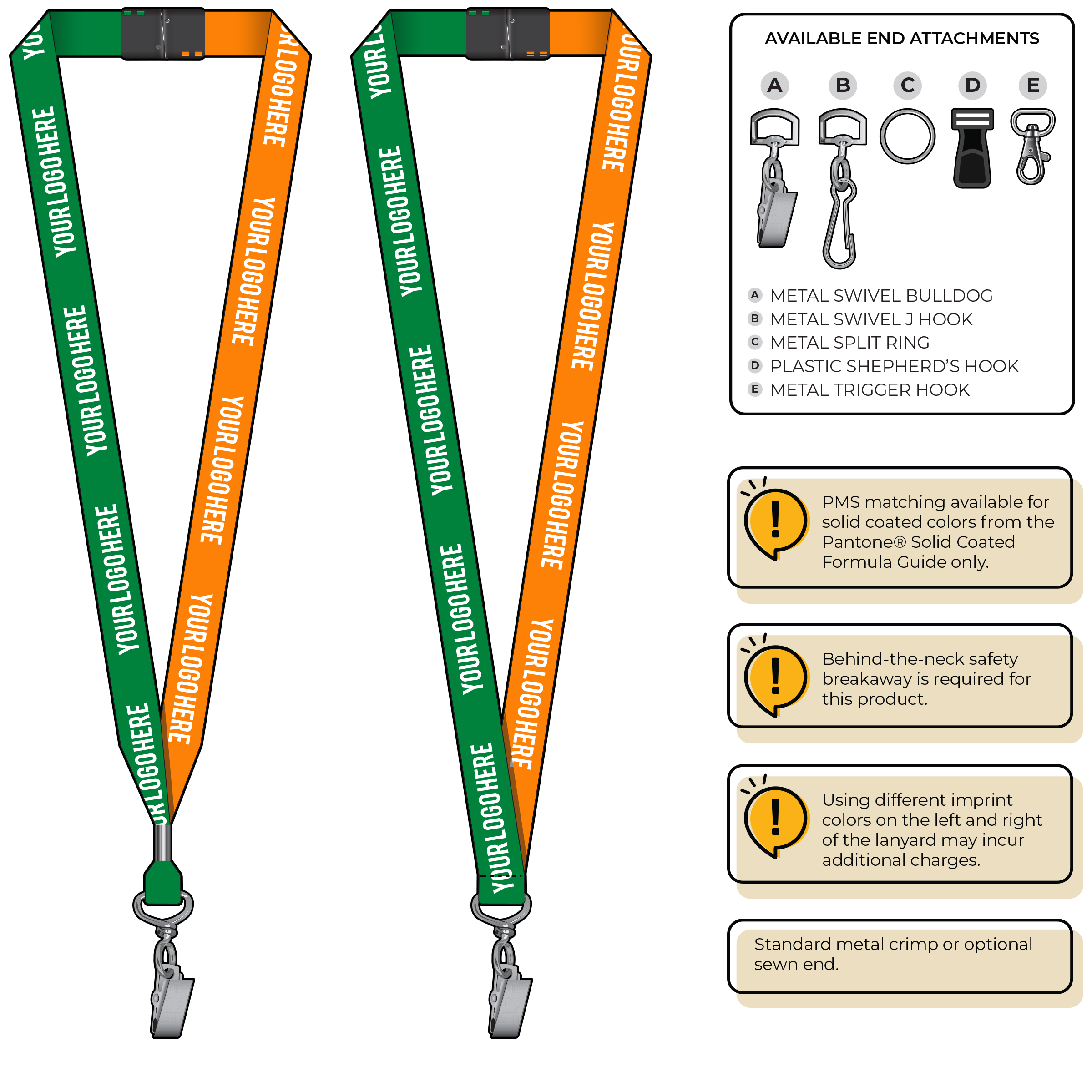 BH0052 | 3/4" Two Tone MicroWeave Silkscreen Lanyards :: STANDARD END ATTACHMENTS