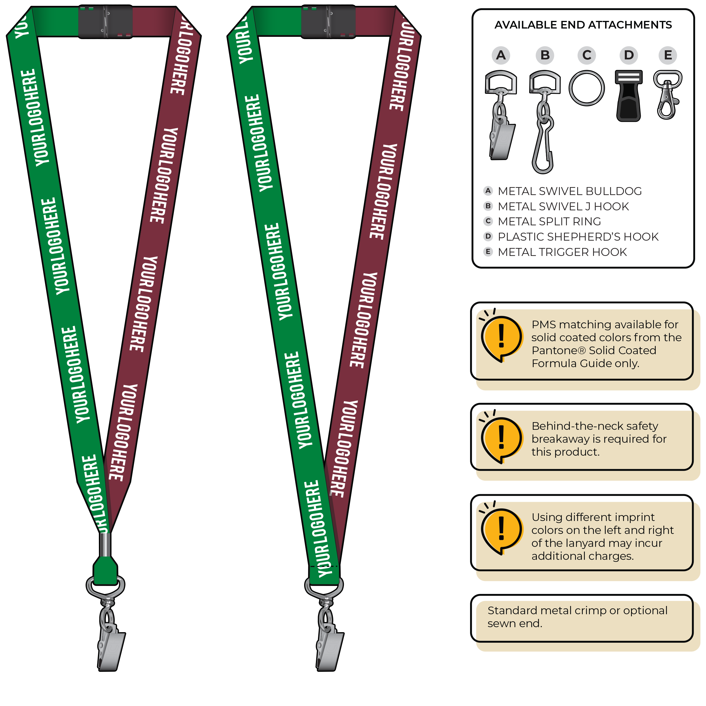 BH0052 | 3/4" Two Tone MicroWeave Silkscreen Lanyards :: STANDARD END ATTACHMENTS