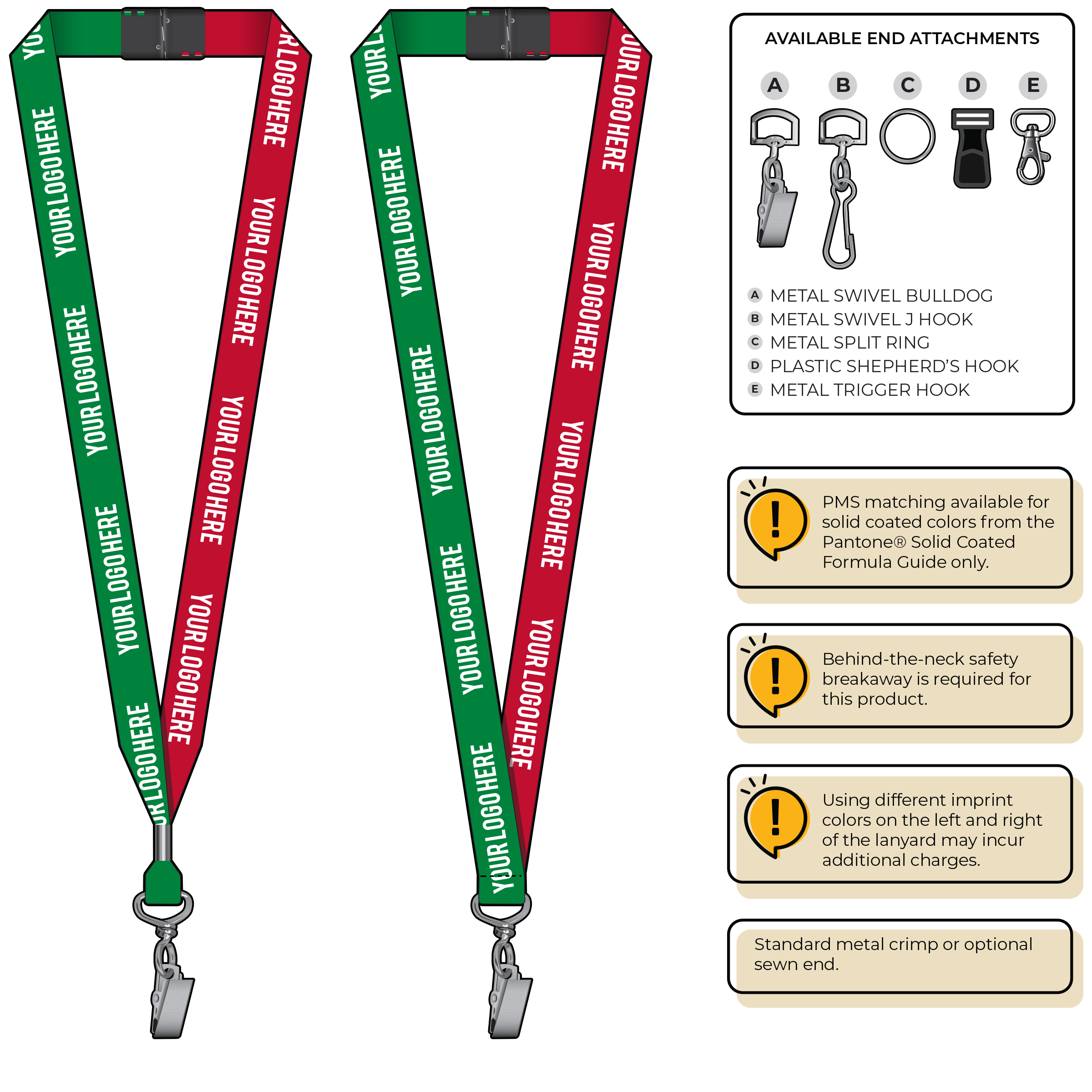BH0052 | 3/4" Two Tone MicroWeave Silkscreen Lanyards :: STANDARD END ATTACHMENTS
