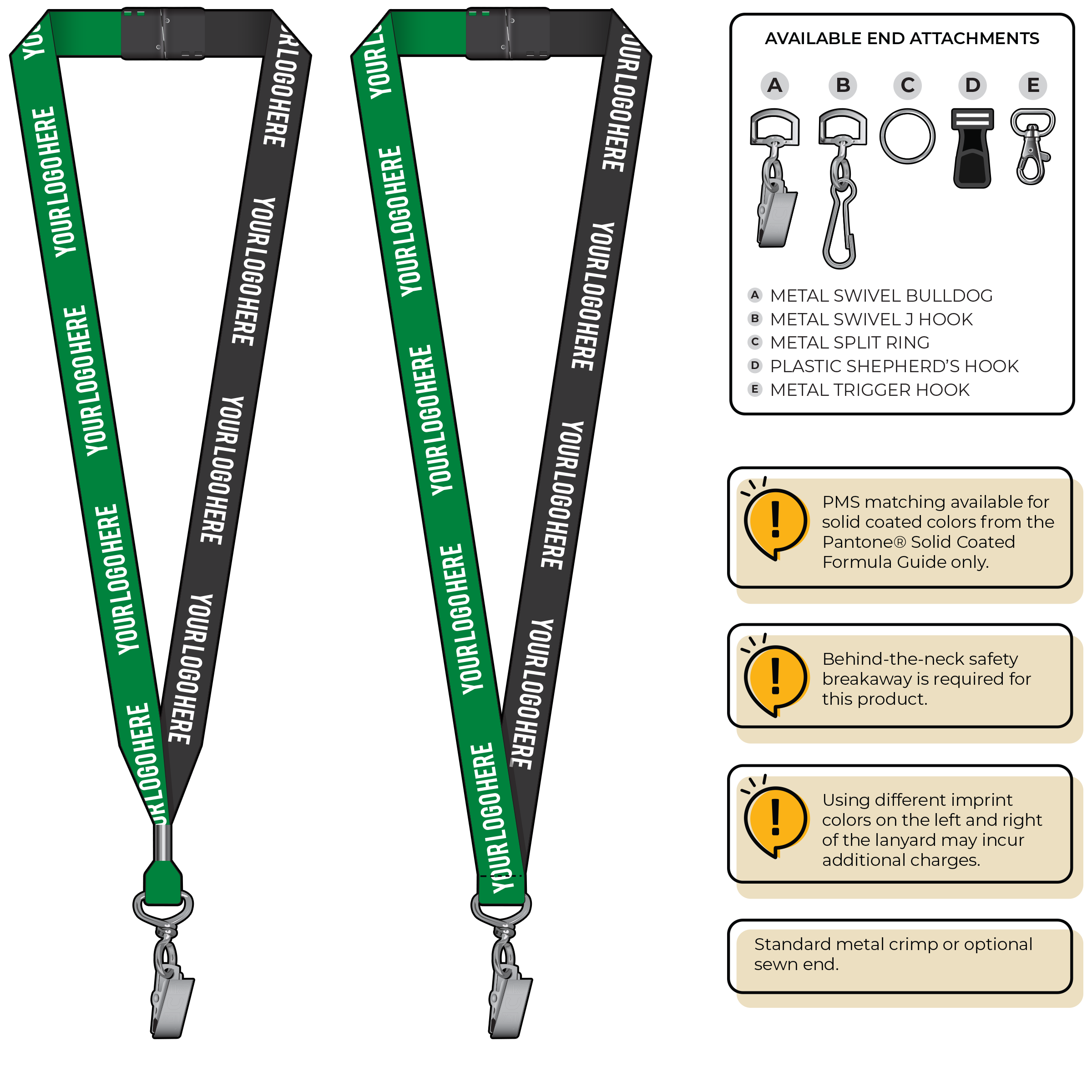 BH0052 | 3/4" Two Tone MicroWeave Silkscreen Lanyards :: STANDARD END ATTACHMENTS
