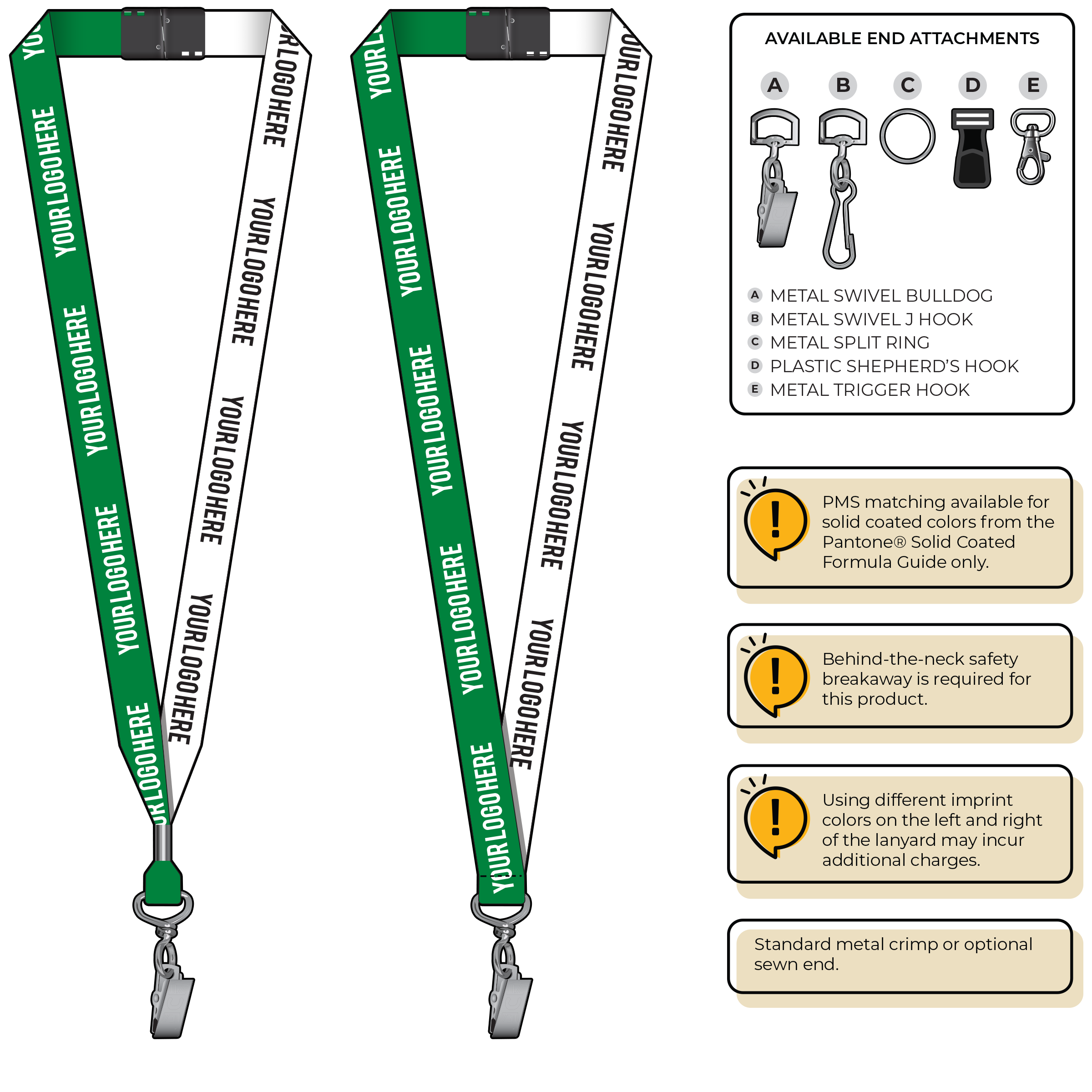 BH0052 | 3/4" Two Tone MicroWeave Silkscreen Lanyards :: STANDARD END ATTACHMENTS