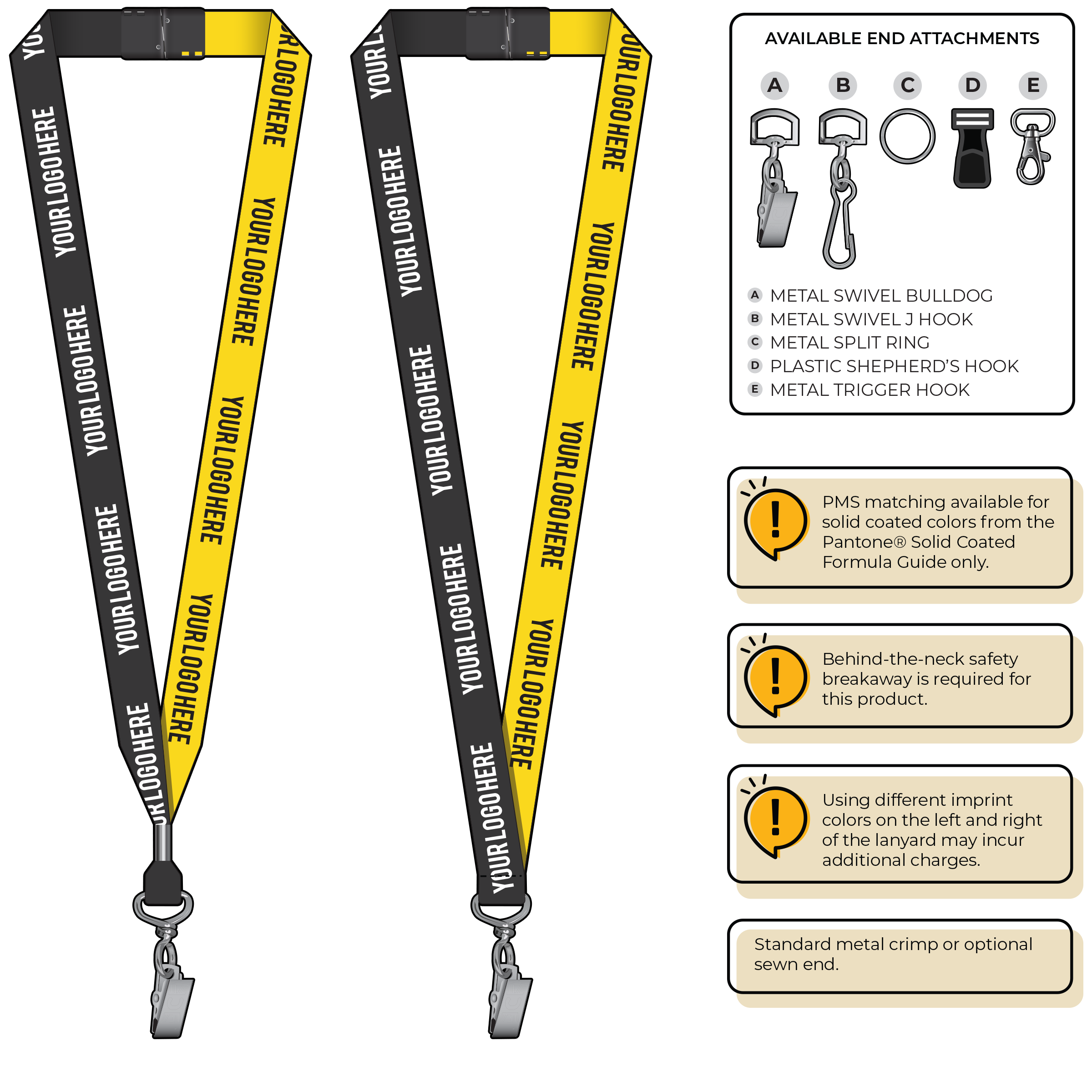 BH0052 | 3/4" Two Tone MicroWeave Silkscreen Lanyards :: STANDARD END ATTACHMENTS
