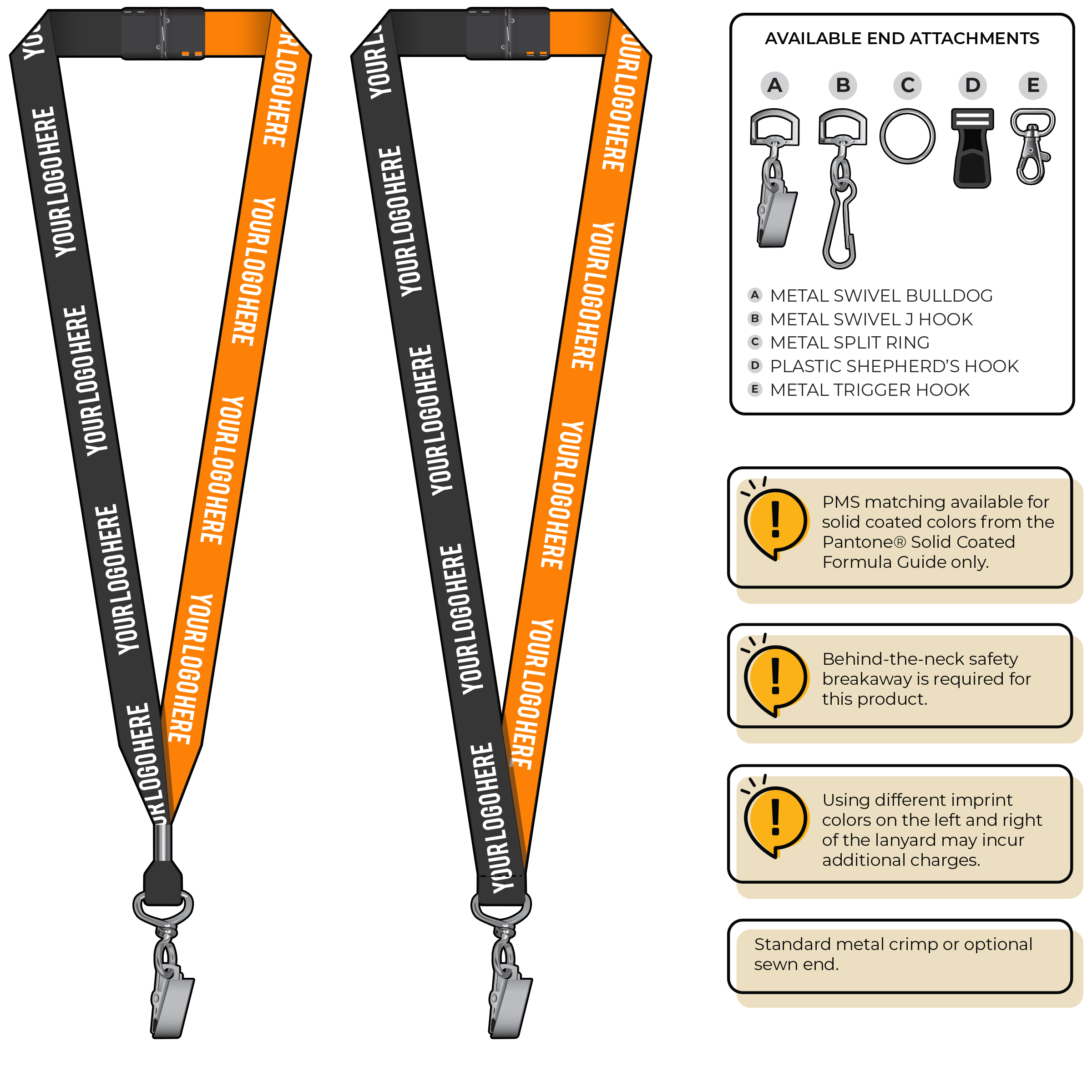 BH0052 | 3/4" Two Tone MicroWeave Silkscreen Lanyards :: STANDARD END ATTACHMENTS