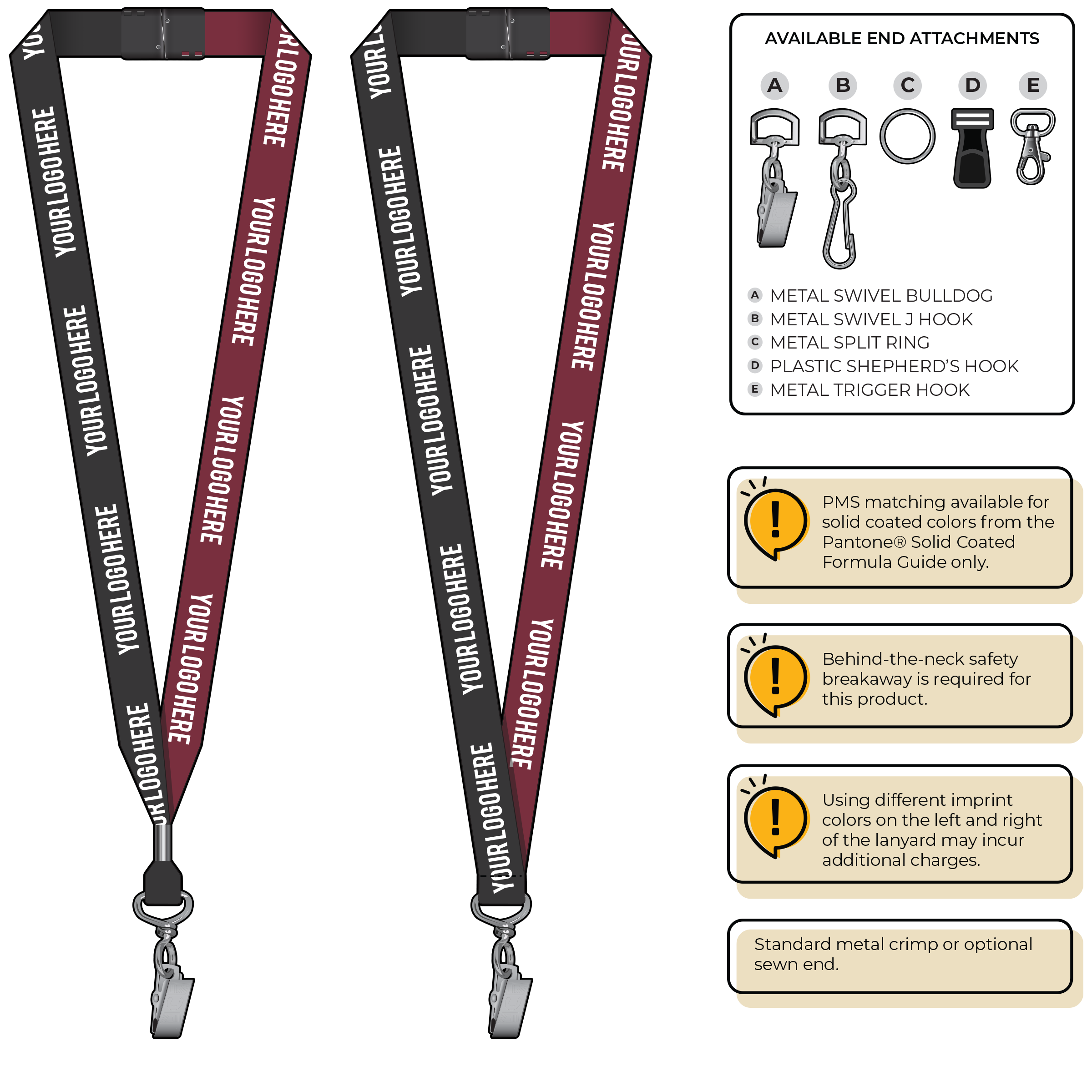 BH0052 | 3/4" Two Tone MicroWeave Silkscreen Lanyards :: STANDARD END ATTACHMENTS