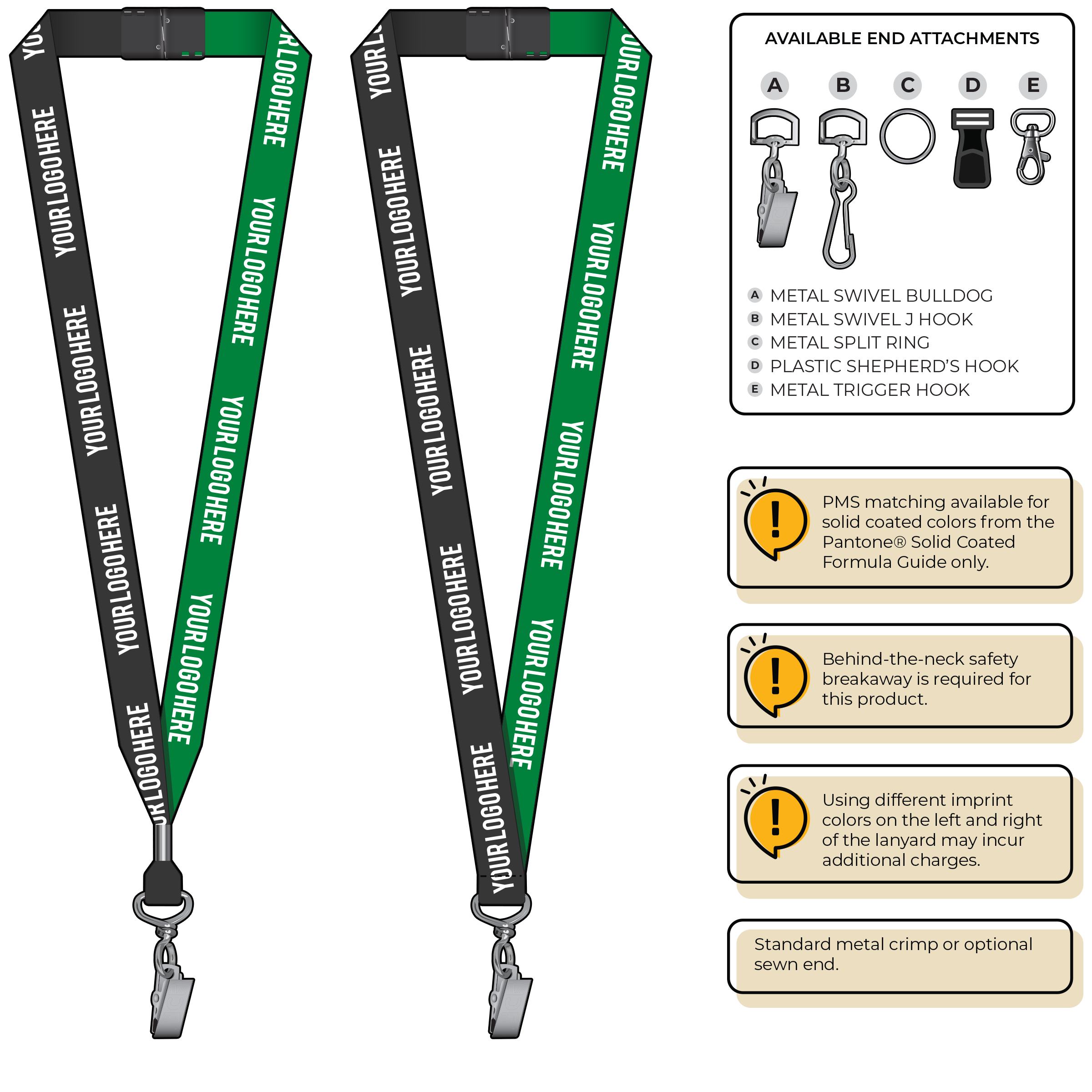 BH0052 | 3/4" Two Tone MicroWeave Silkscreen Lanyards :: STANDARD END ATTACHMENTS