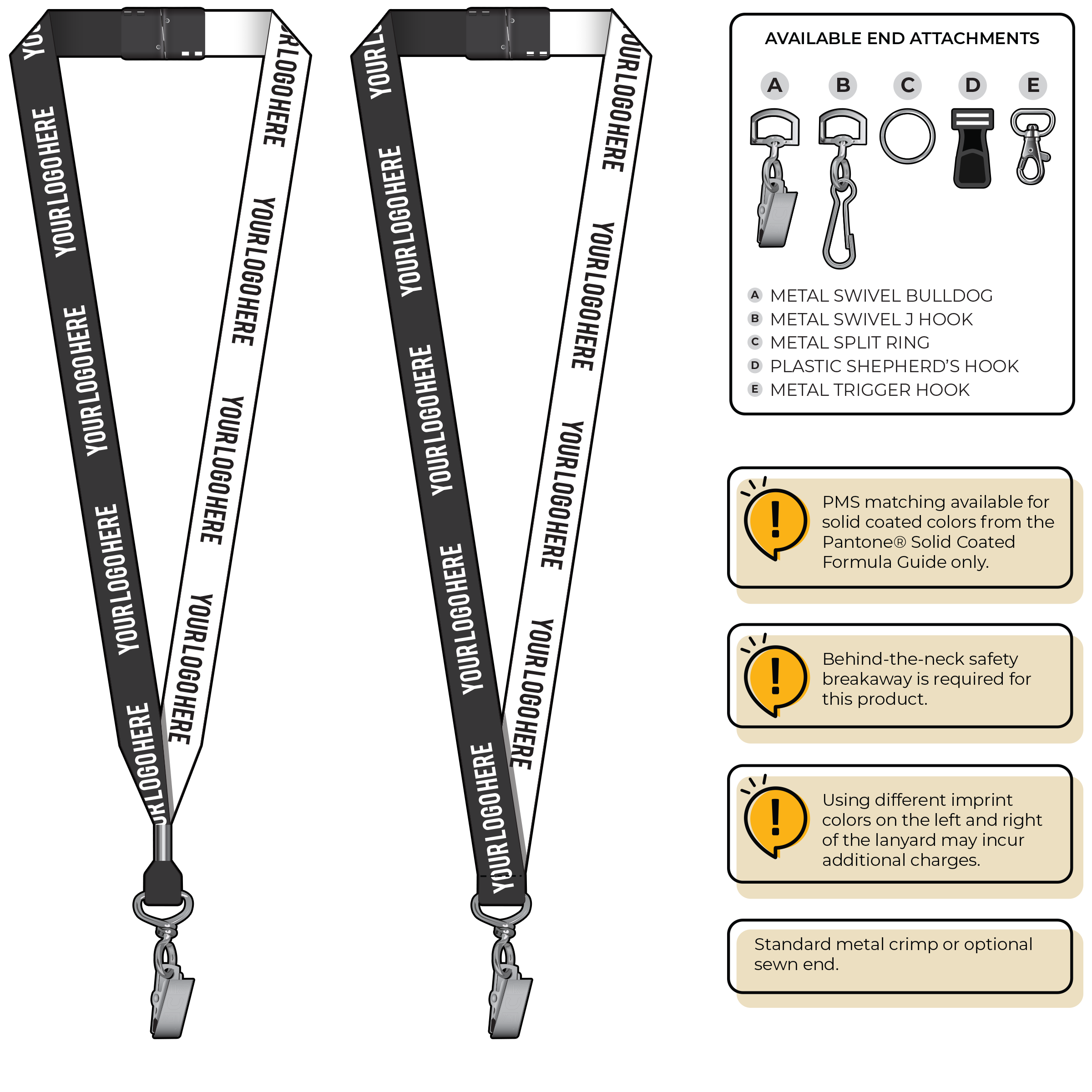 BH0052 | 3/4" Two Tone MicroWeave Silkscreen Lanyards :: STANDARD END ATTACHMENTS