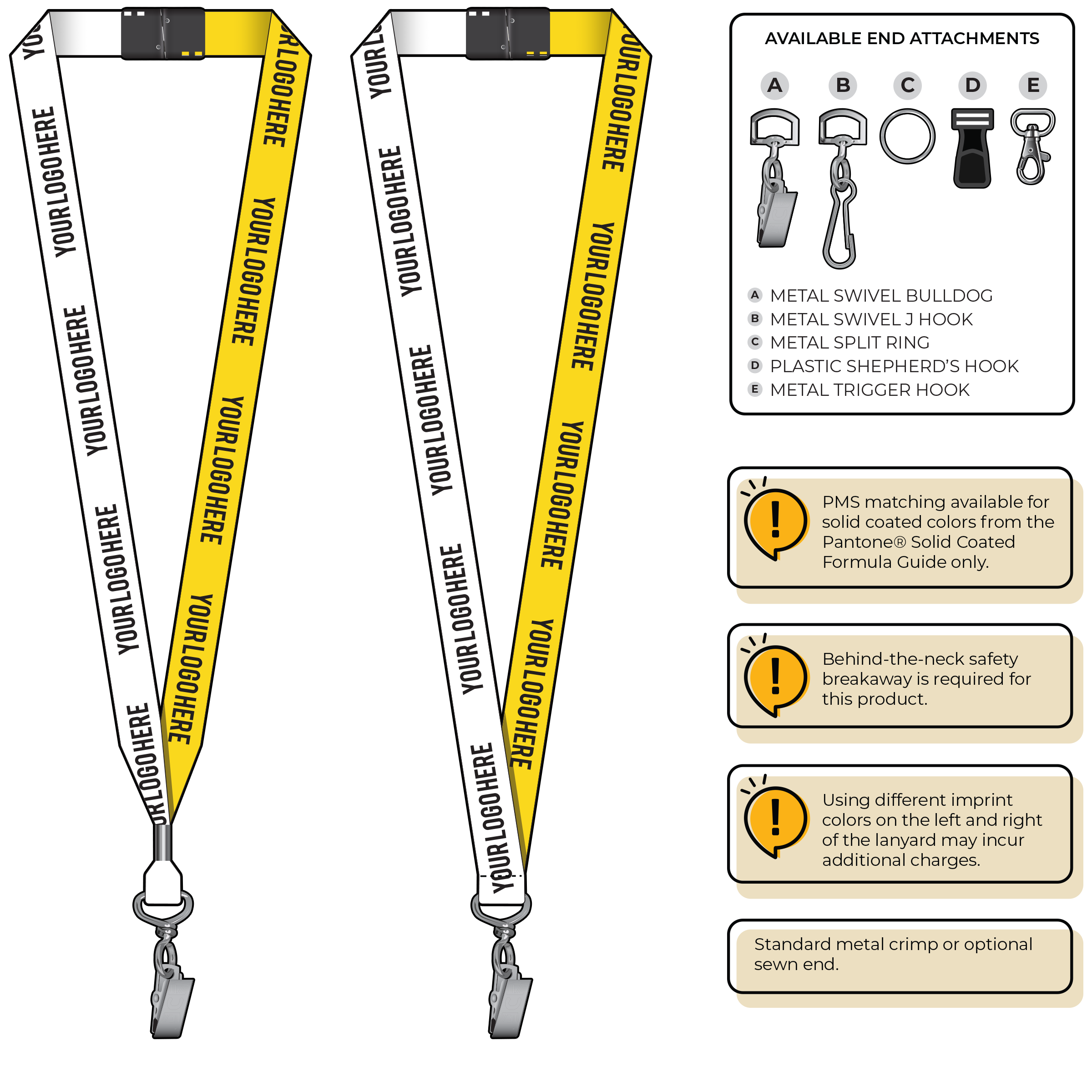 BH0052 | 3/4" Two Tone MicroWeave Silkscreen Lanyards :: STANDARD END ATTACHMENTS