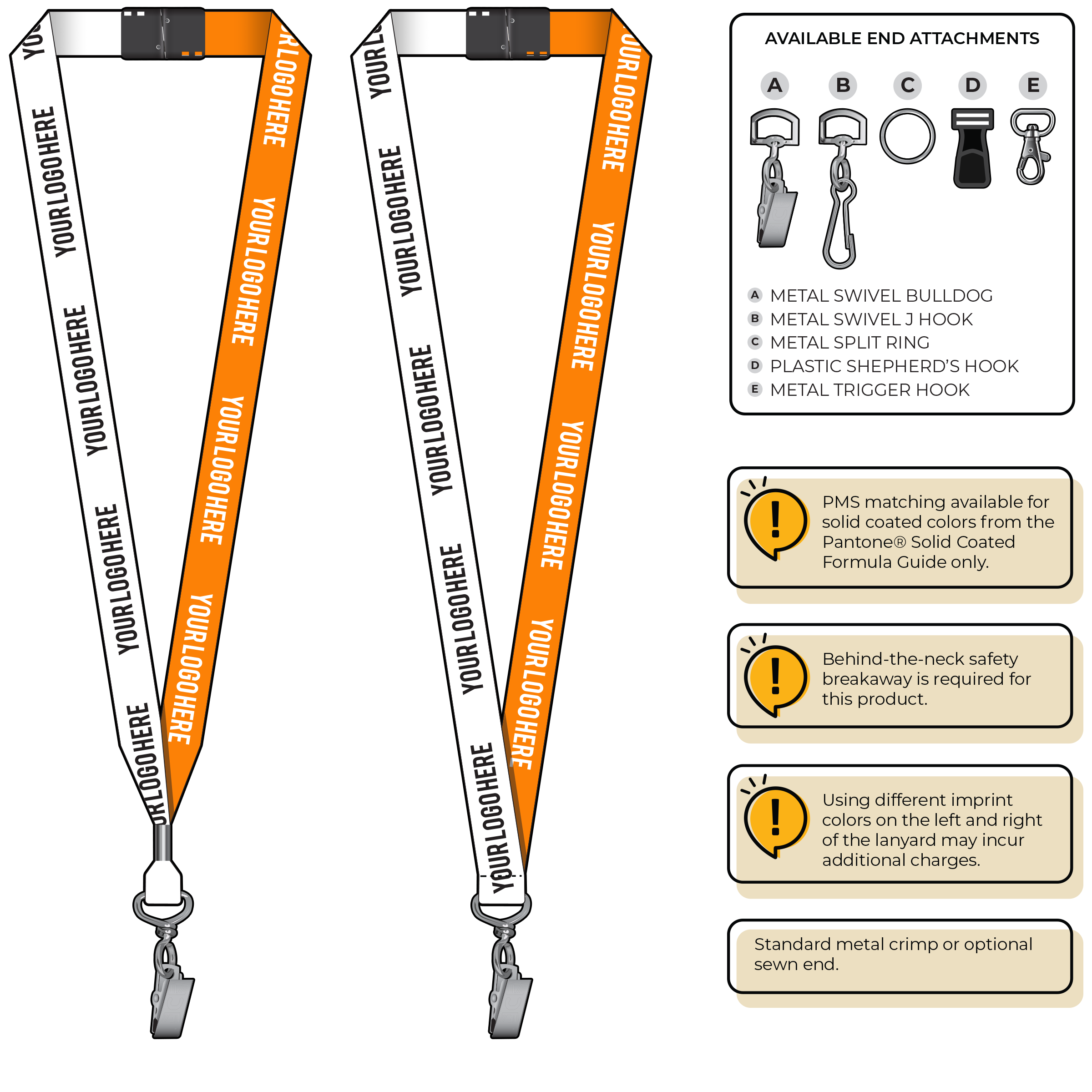 BH0052 | 3/4" Two Tone MicroWeave Silkscreen Lanyards :: STANDARD END ATTACHMENTS