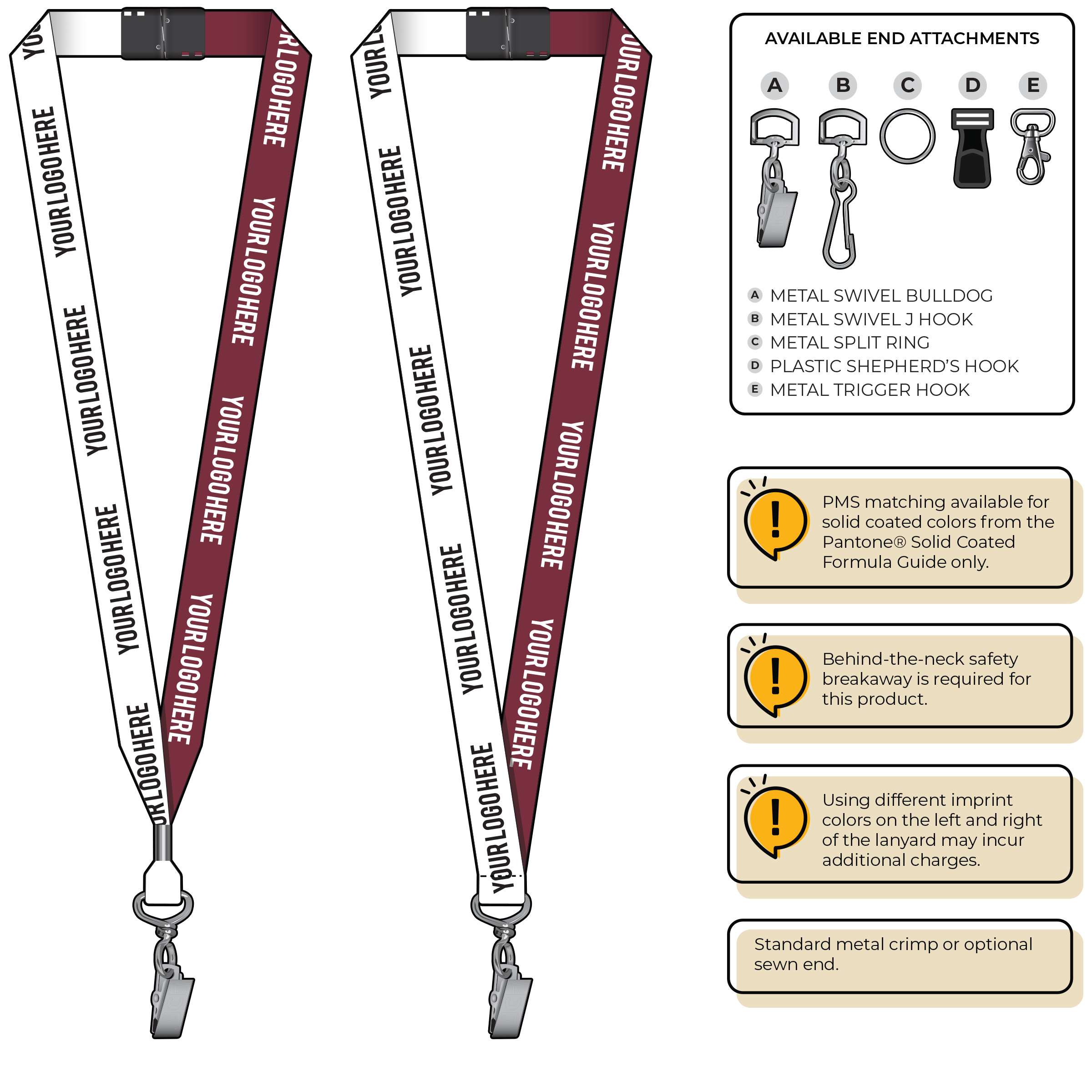 BH0052 | 3/4" Two Tone MicroWeave Silkscreen Lanyards :: STANDARD END ATTACHMENTS