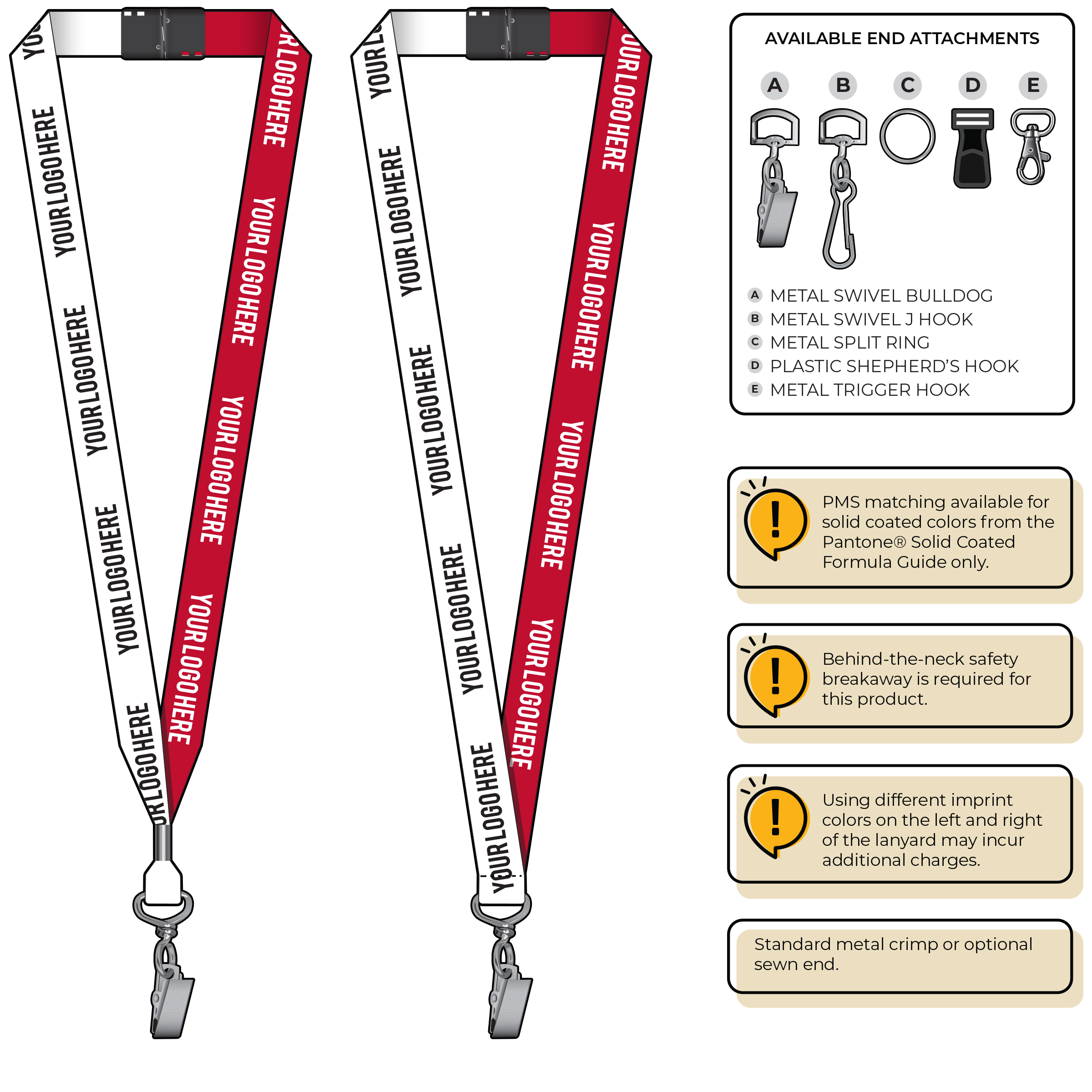 BH0052 | 3/4" Two Tone MicroWeave Silkscreen Lanyards :: STANDARD END ATTACHMENTS