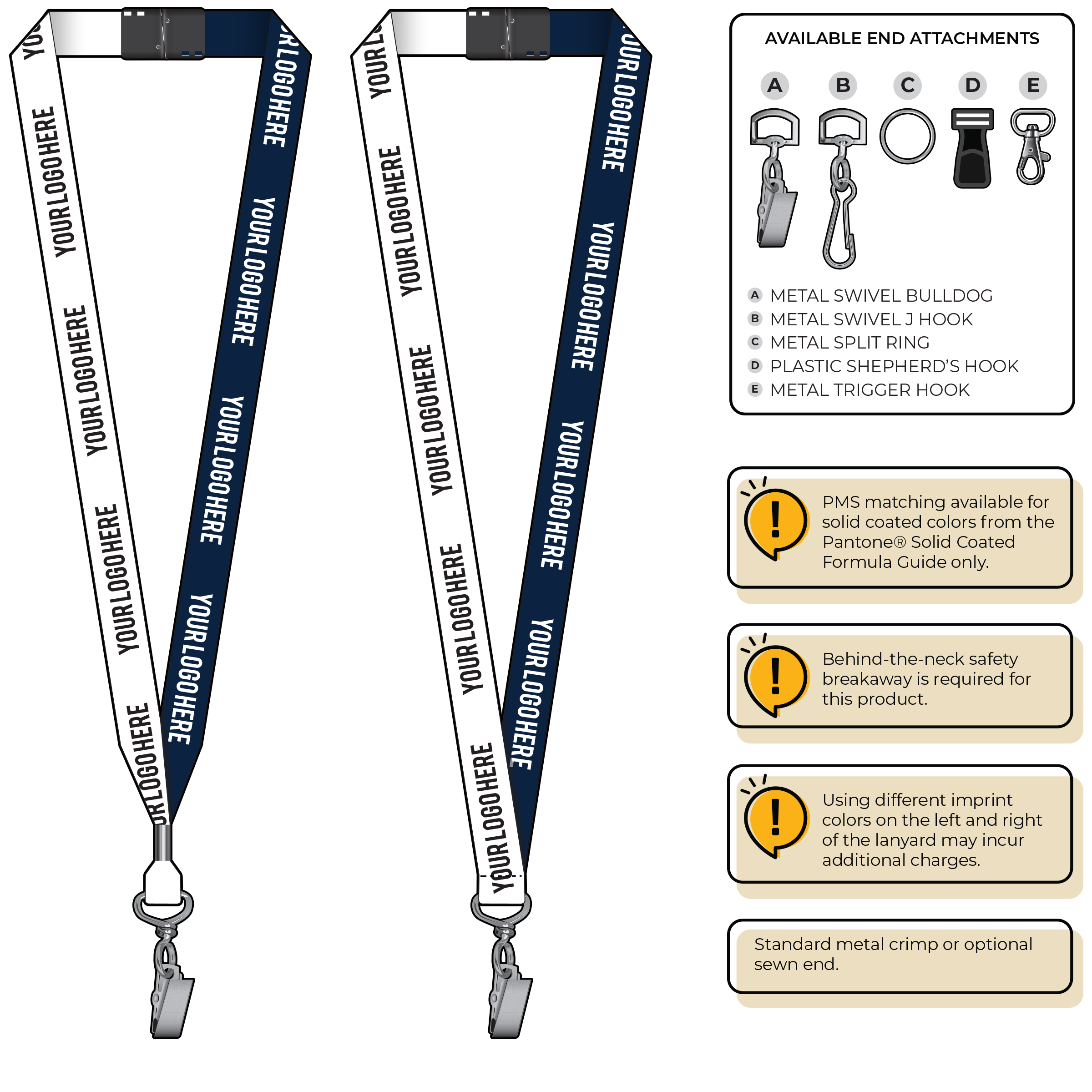 BH0052 | 3/4" Two Tone MicroWeave Silkscreen Lanyards :: STANDARD END ATTACHMENTS
