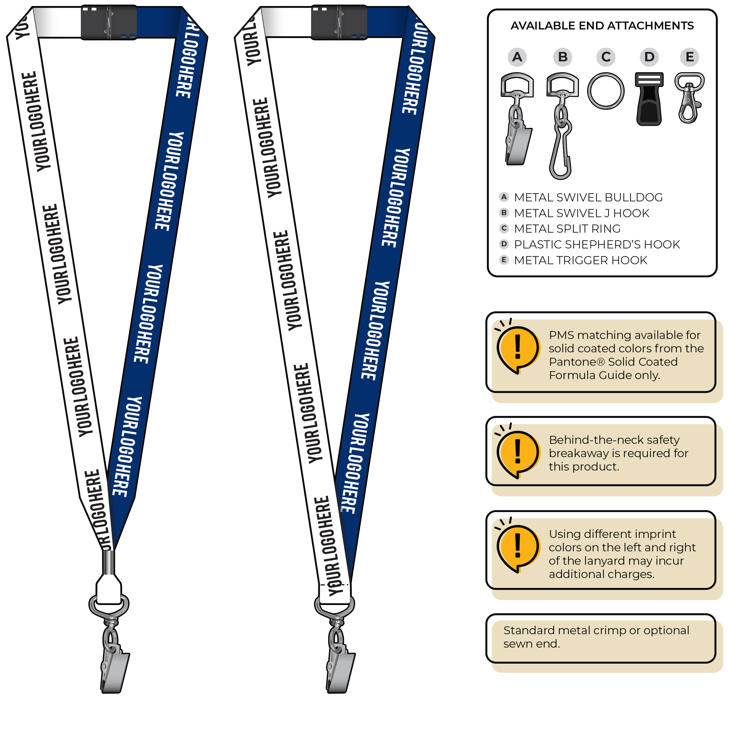BH0052 | 3/4" Two Tone MicroWeave Silkscreen Lanyards :: STANDARD END ATTACHMENTS