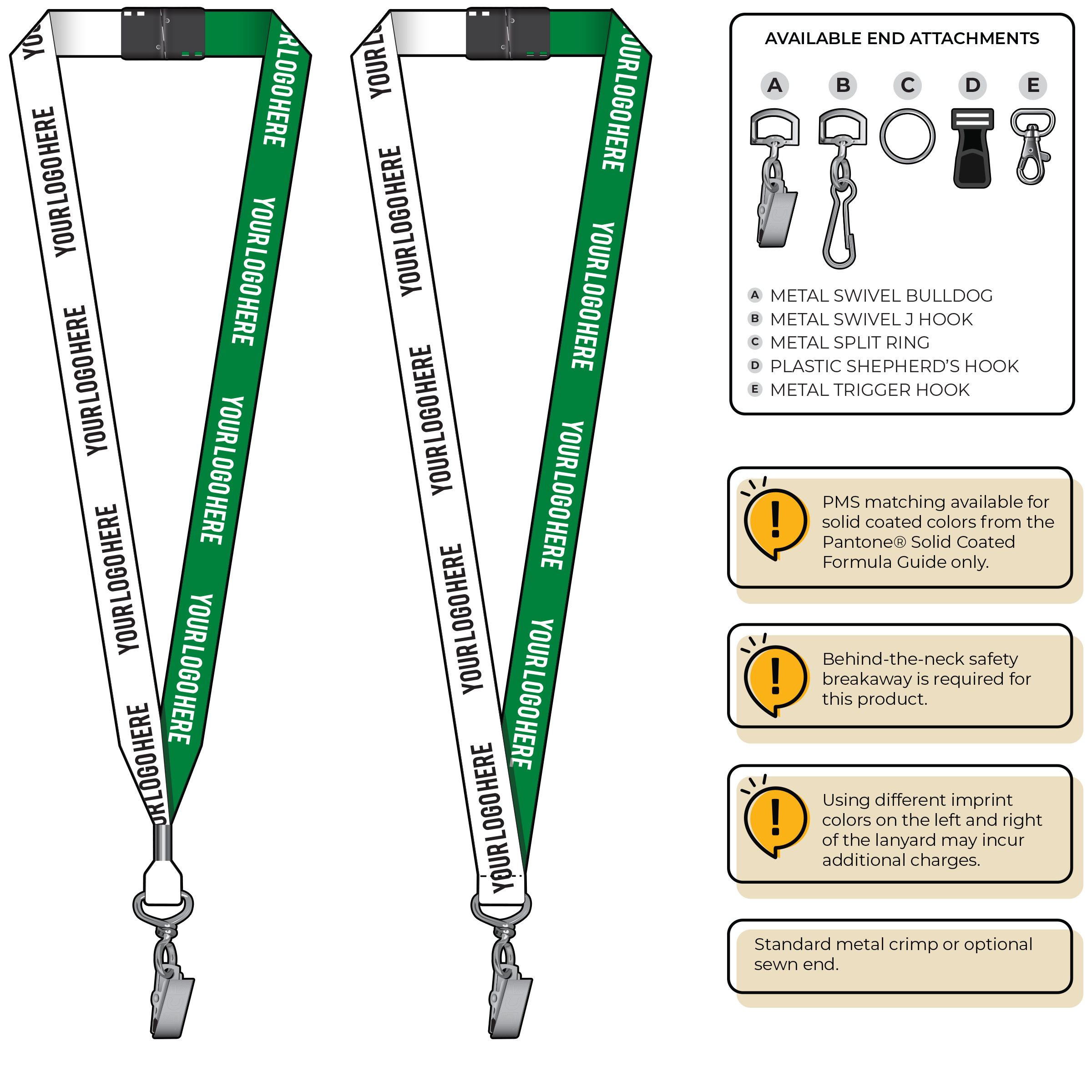 BH0052 | 3/4" Two Tone MicroWeave Silkscreen Lanyards :: STANDARD END ATTACHMENTS