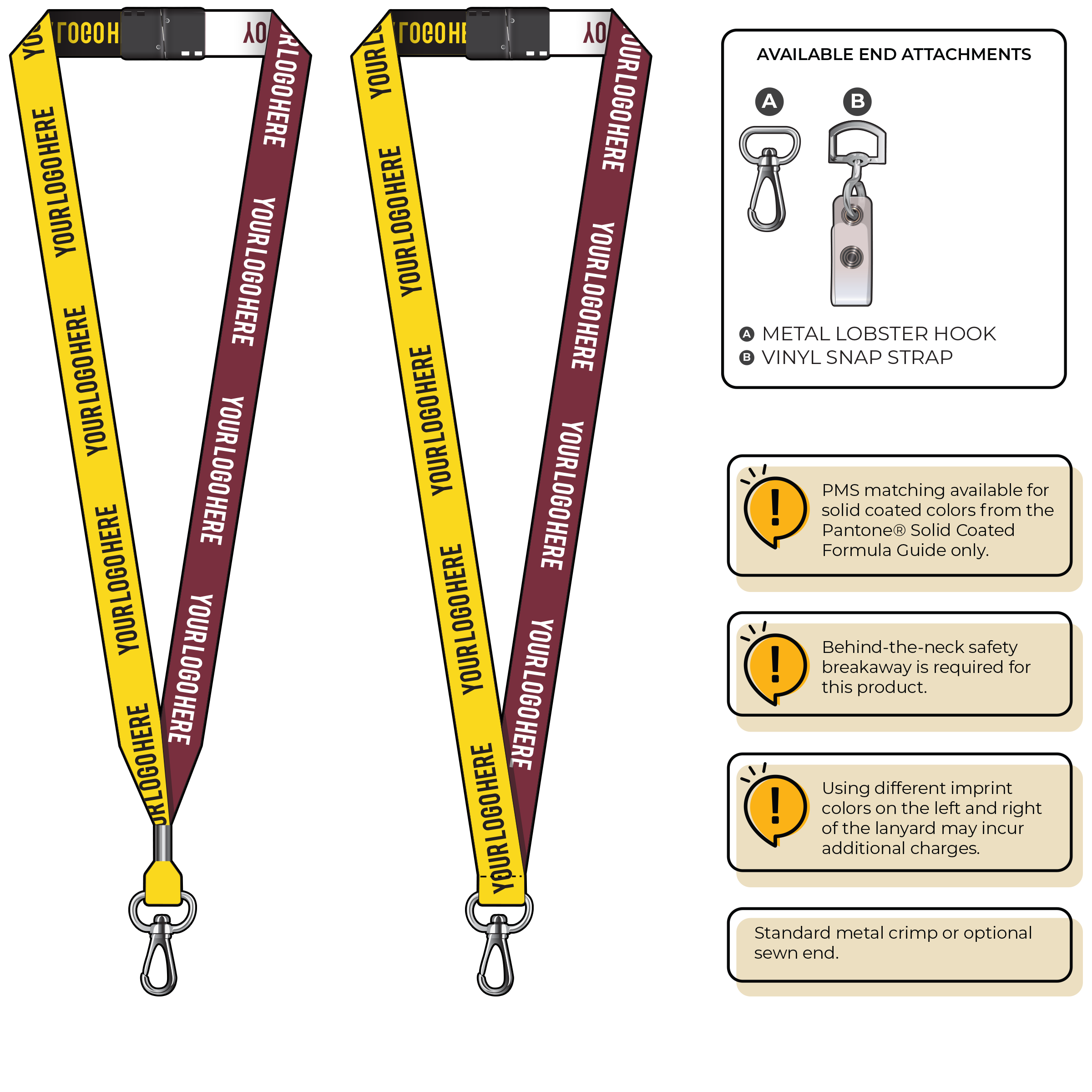 BH0045 | 3/4" Two Tone Woven Lanyards :: NON-STANDARD END ATTACHMENTS