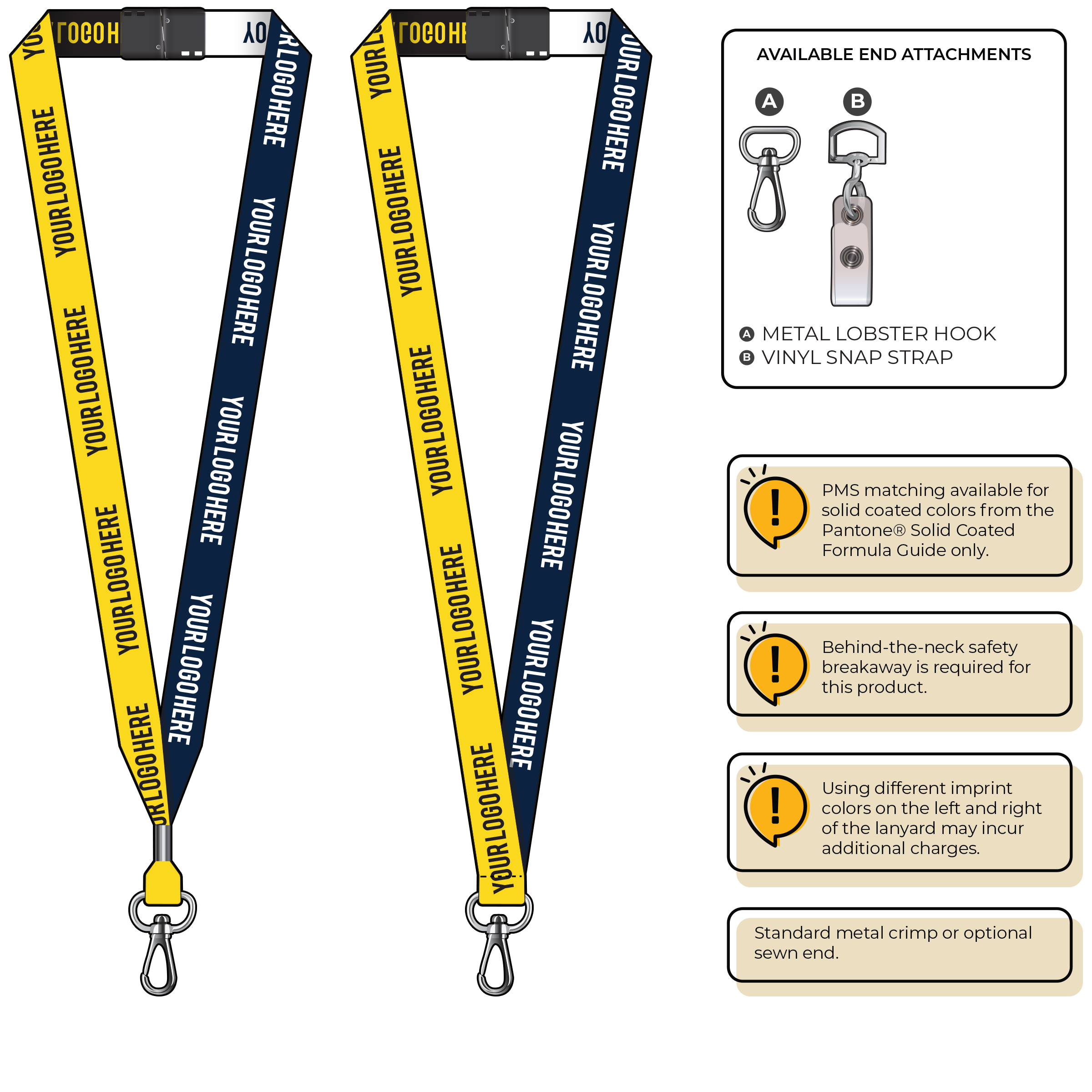 BH0045 | 3/4" Two Tone Woven Lanyards :: NON-STANDARD END ATTACHMENTS