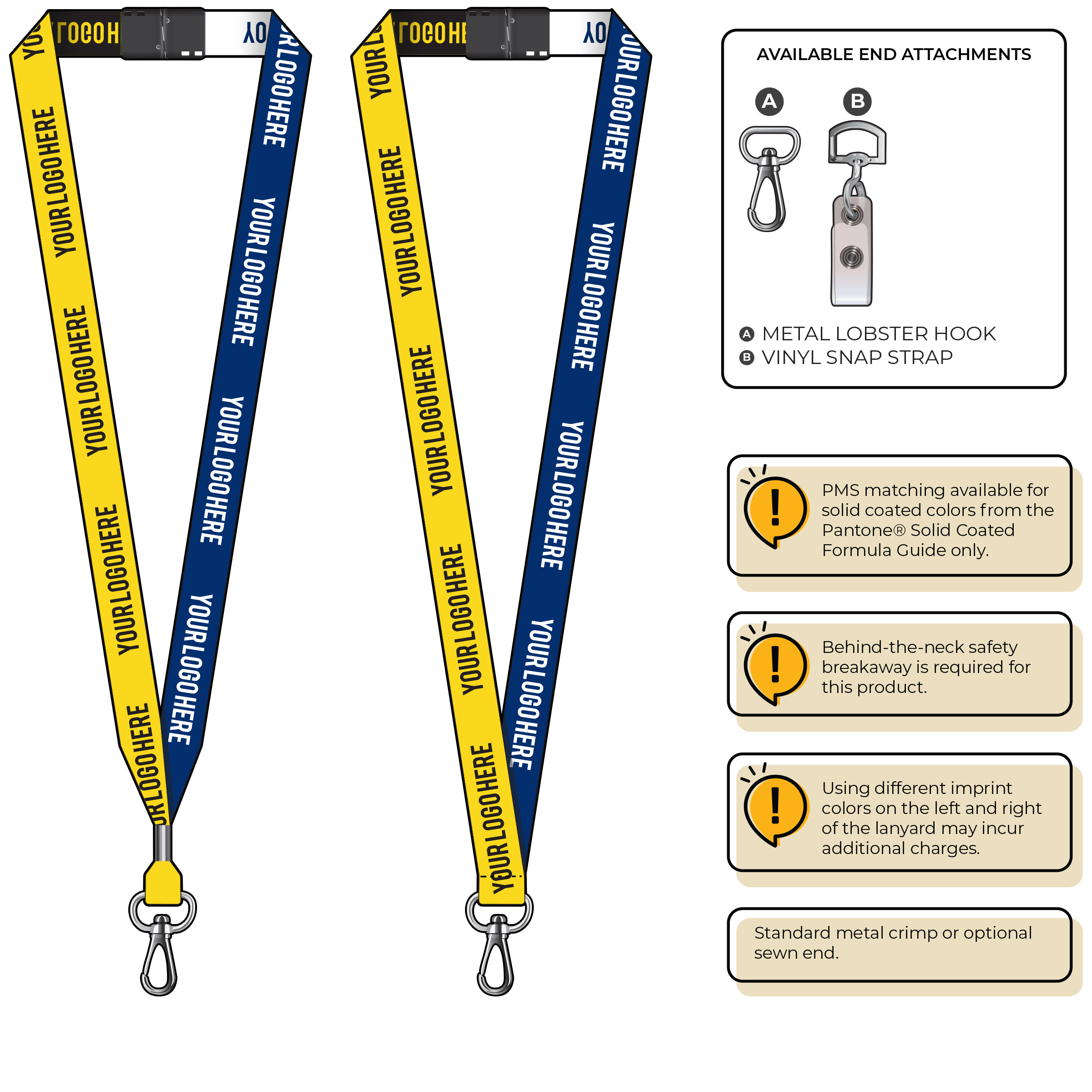 BH0045 | 3/4" Two Tone Woven Lanyards :: NON-STANDARD END ATTACHMENTS