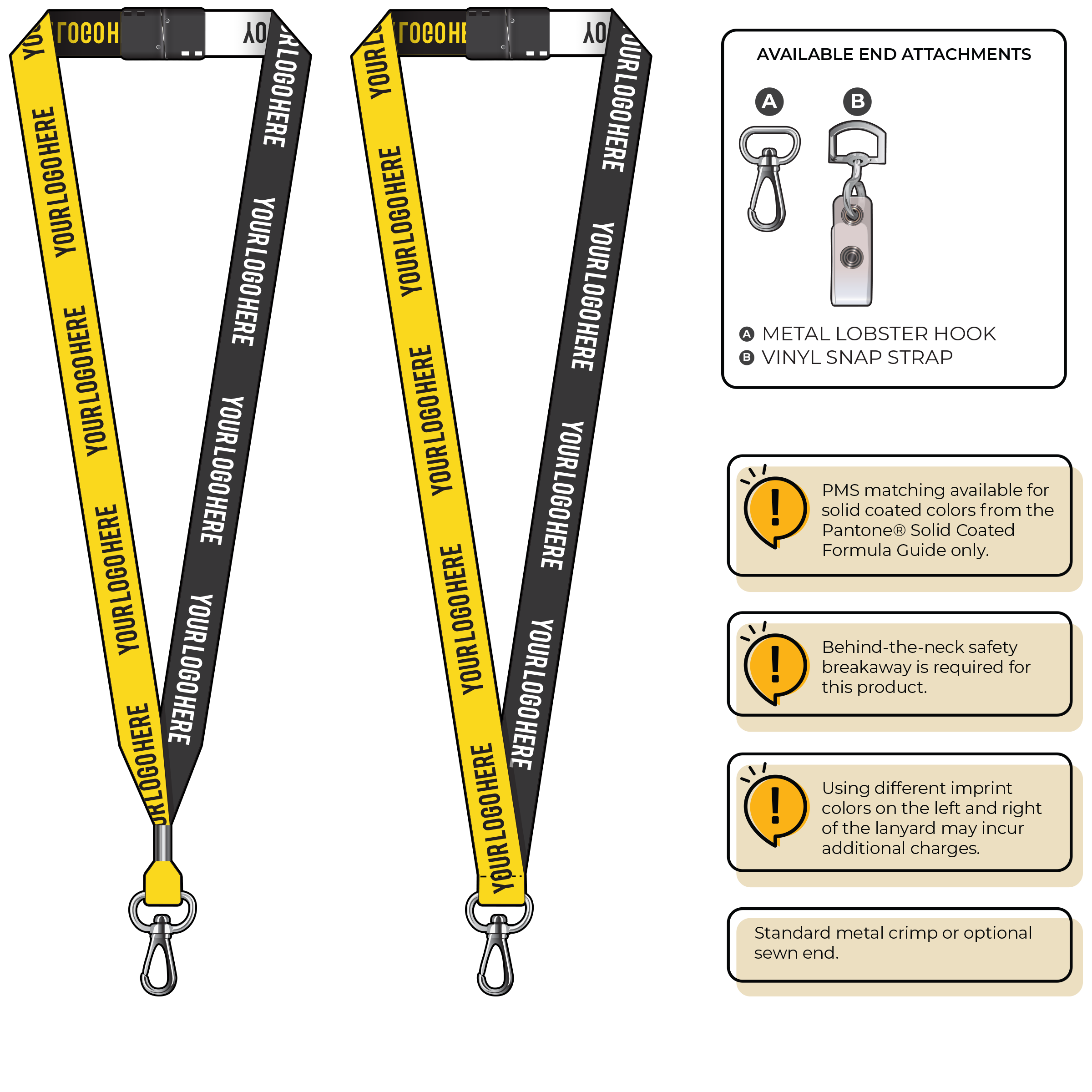 BH0045 | 3/4" Two Tone Woven Lanyards :: NON-STANDARD END ATTACHMENTS