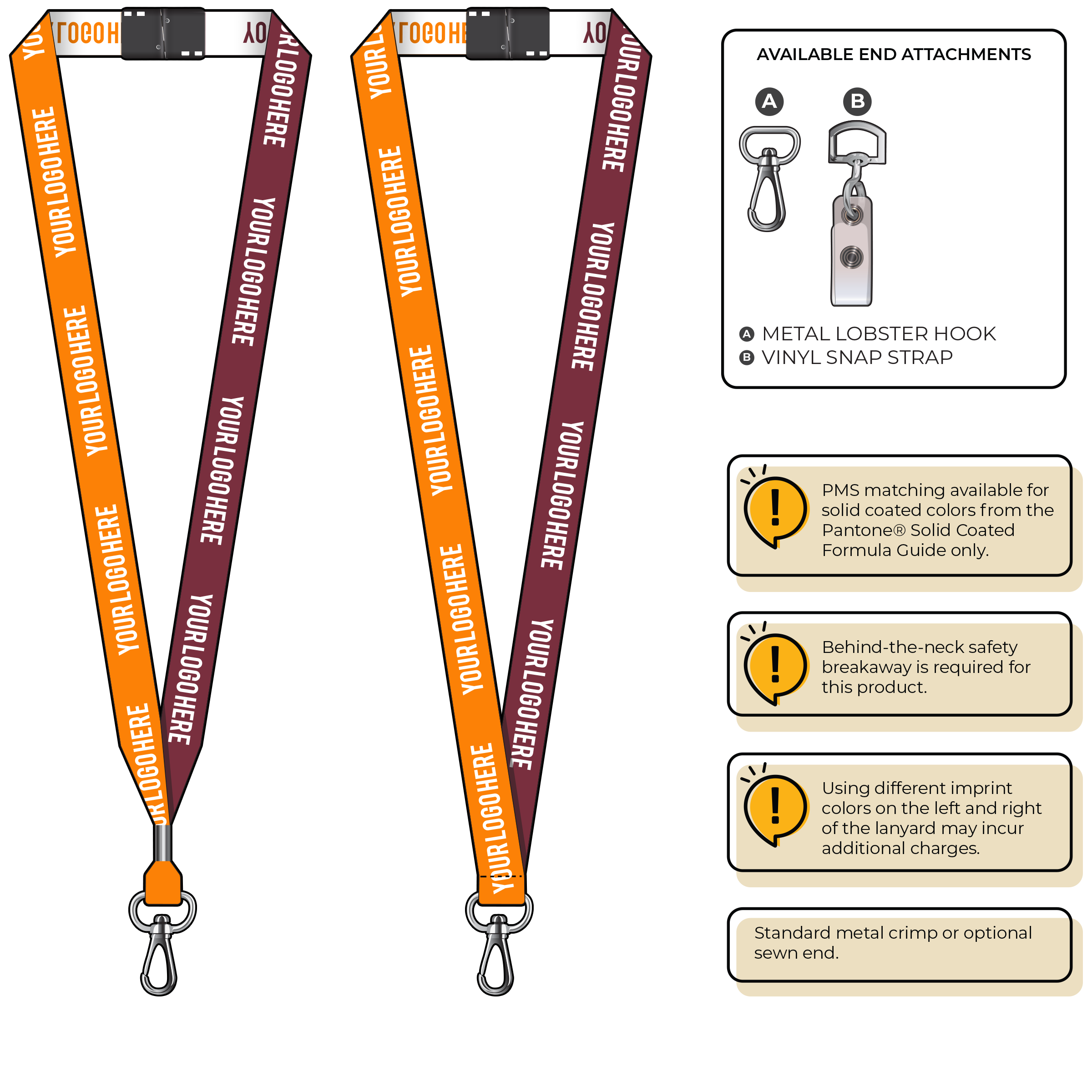 BH0045 | 3/4" Two Tone Woven Lanyards :: NON-STANDARD END ATTACHMENTS