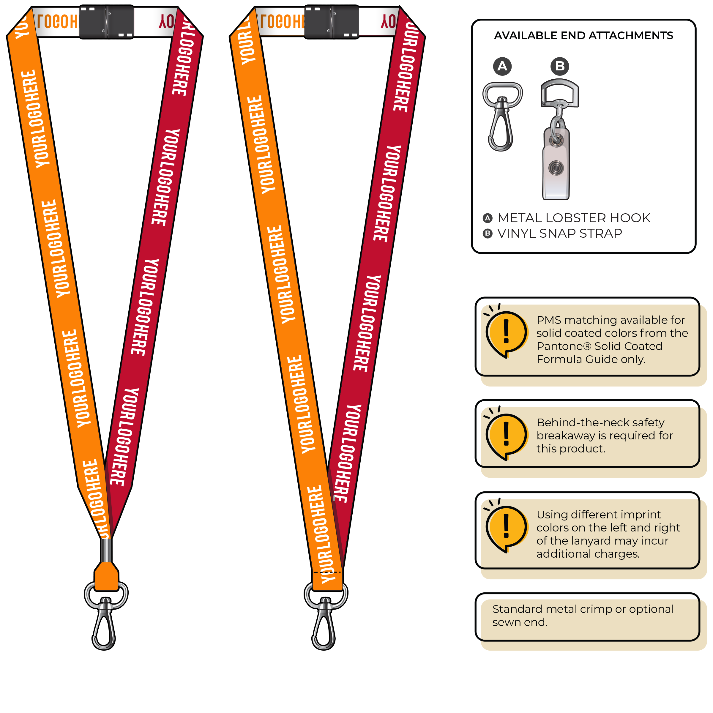 BH0045 | 3/4" Two Tone Woven Lanyards :: NON-STANDARD END ATTACHMENTS