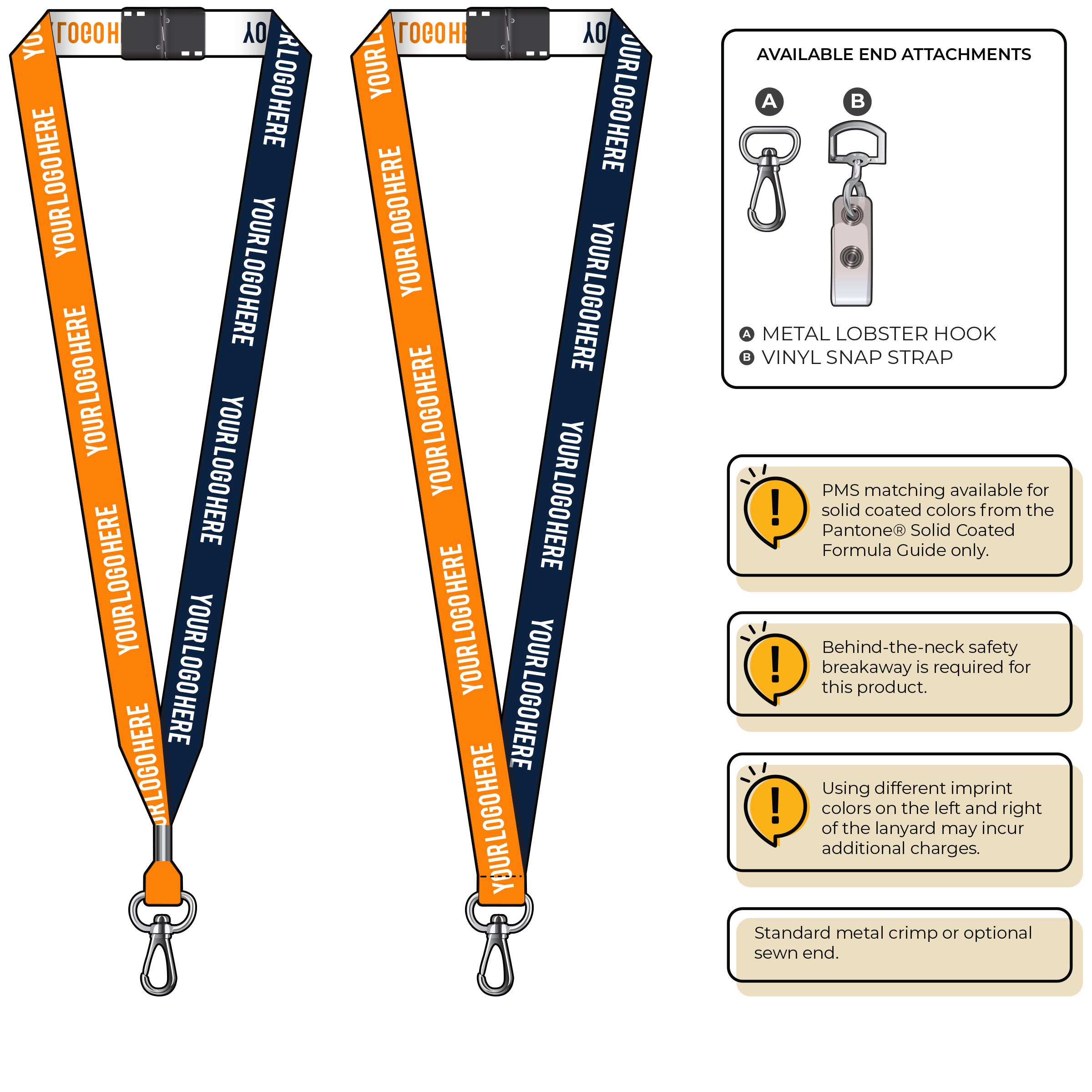 BH0045 | 3/4" Two Tone Woven Lanyards :: NON-STANDARD END ATTACHMENTS