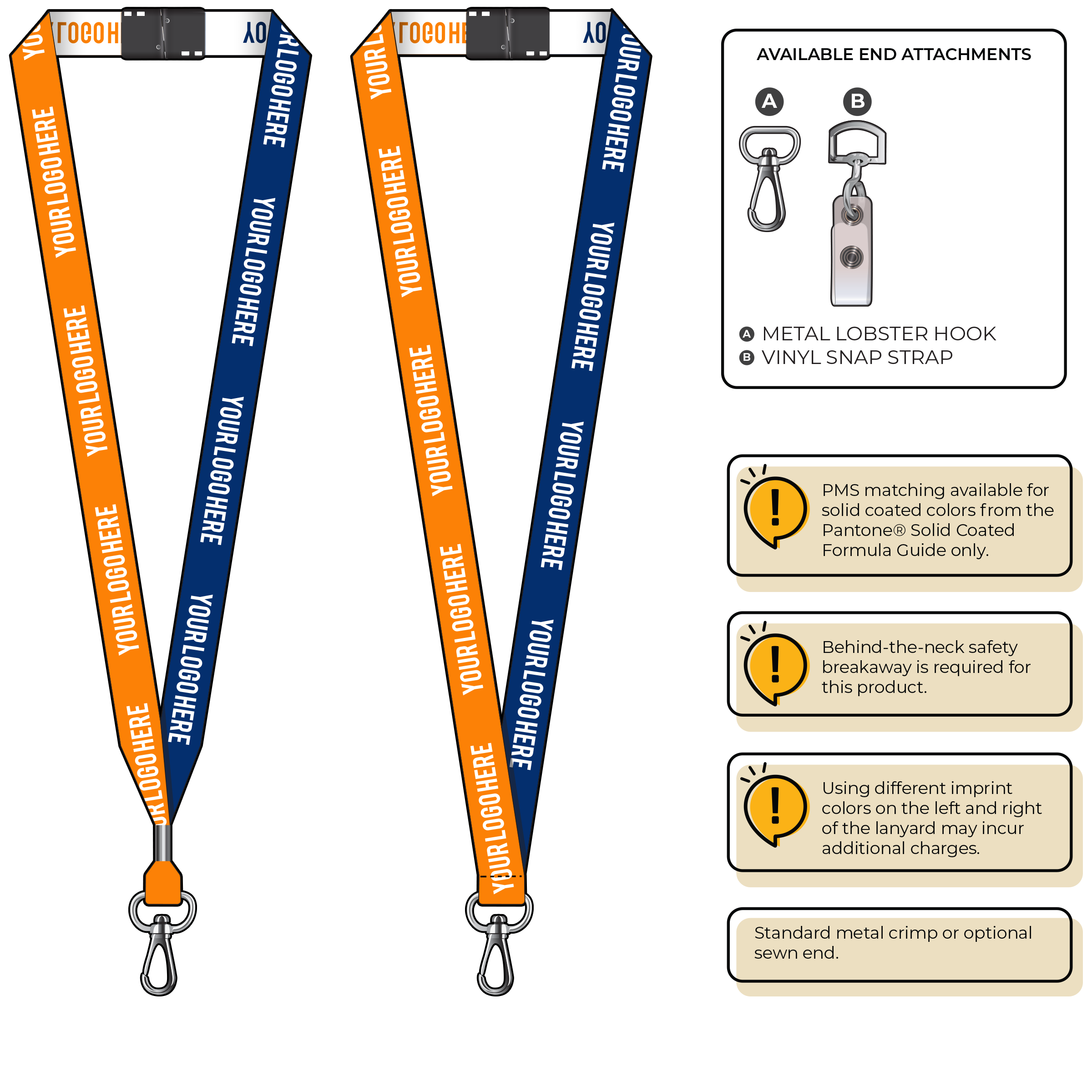 BH0045 | 3/4" Two Tone Woven Lanyards :: NON-STANDARD END ATTACHMENTS