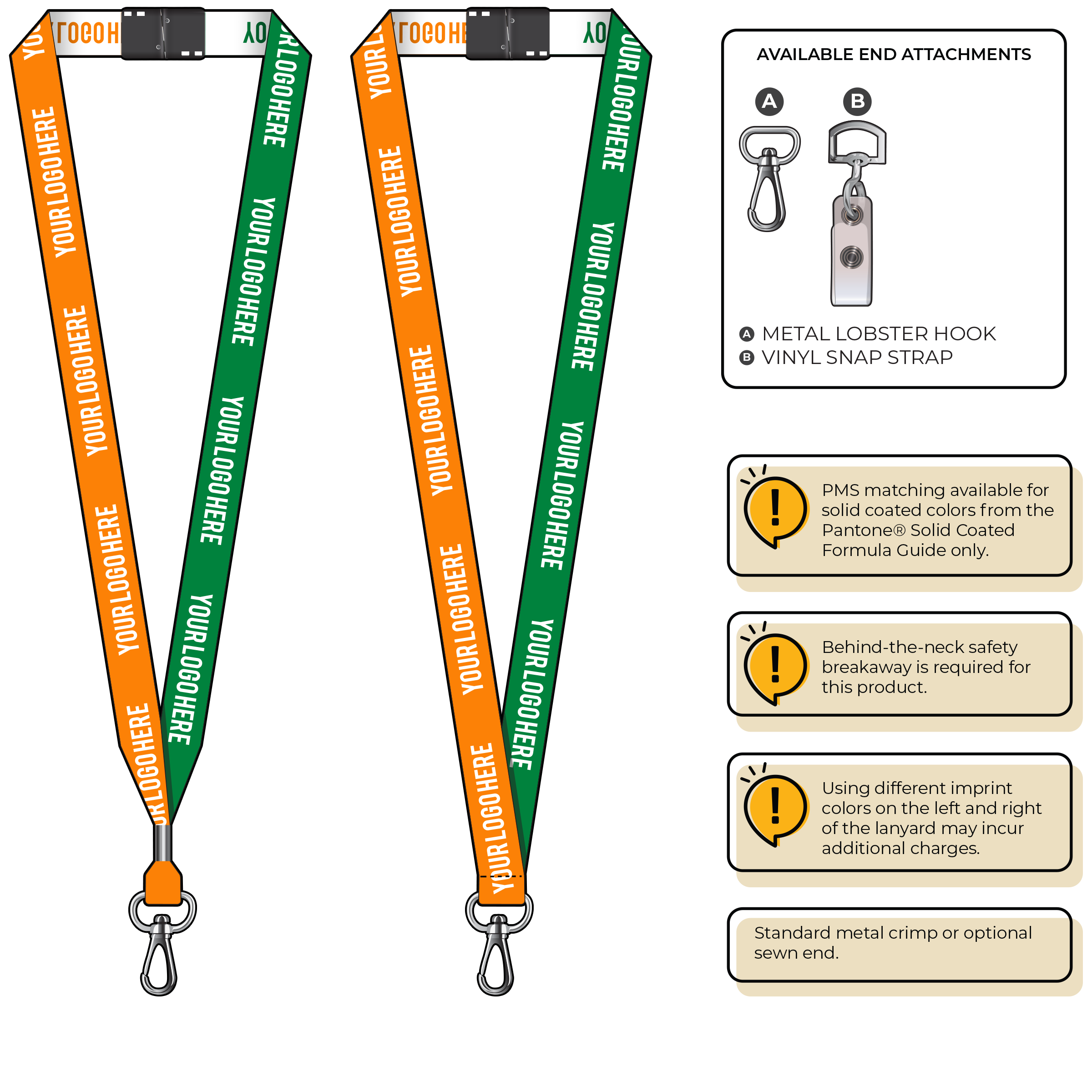 BH0045 | 3/4" Two Tone Woven Lanyards :: NON-STANDARD END ATTACHMENTS