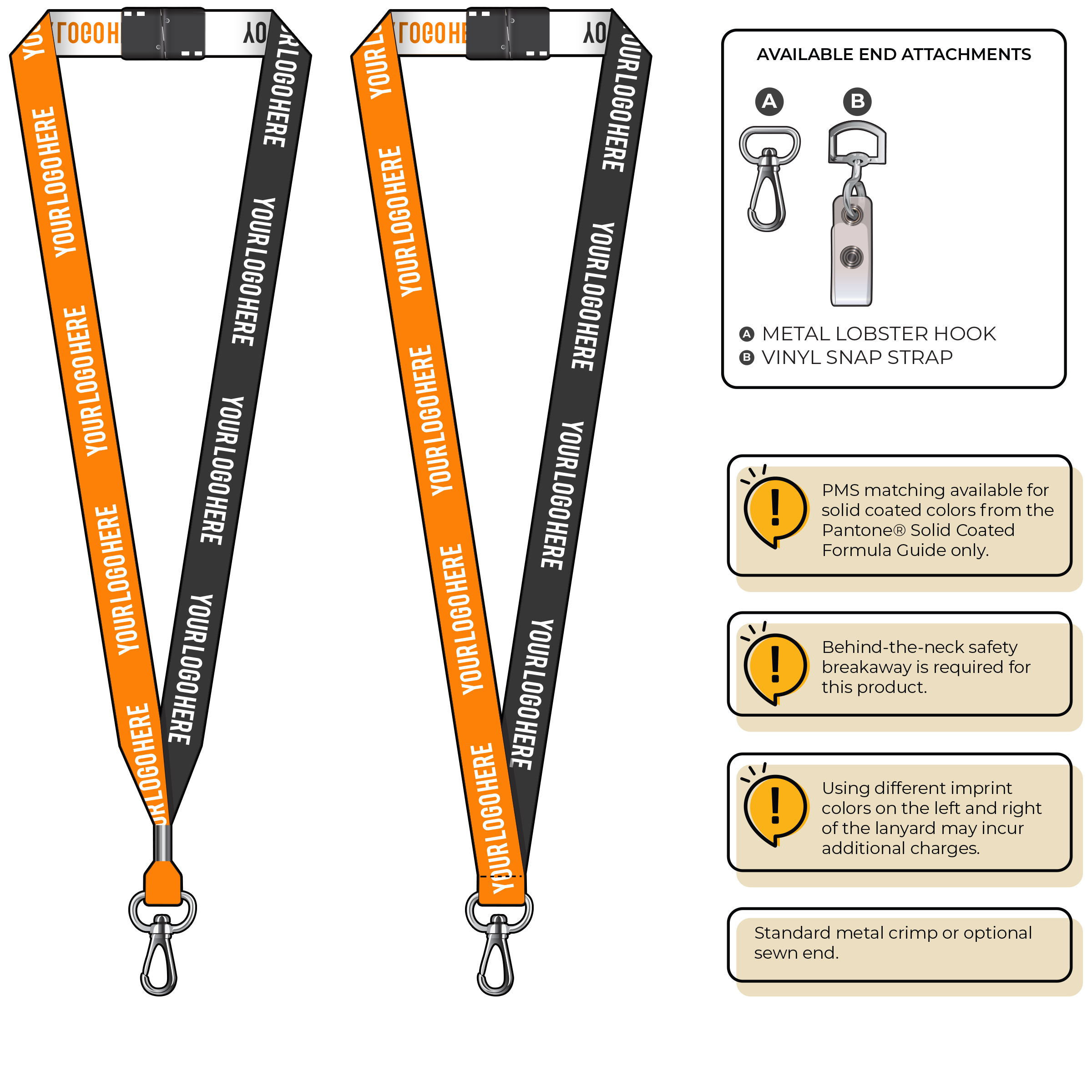 BH0045 | 3/4" Two Tone Woven Lanyards :: NON-STANDARD END ATTACHMENTS