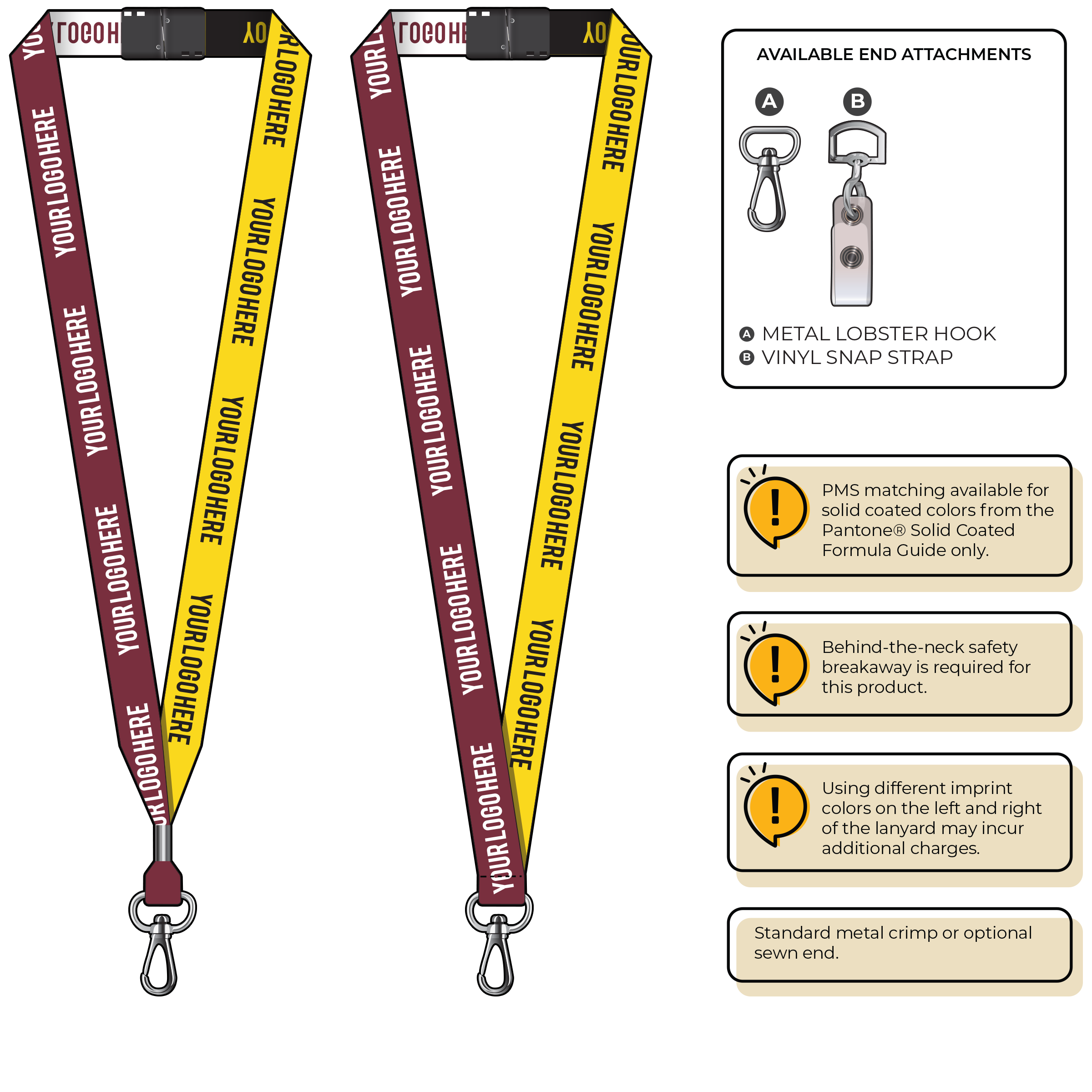 BH0045 | 3/4" Two Tone Woven Lanyards :: NON-STANDARD END ATTACHMENTS