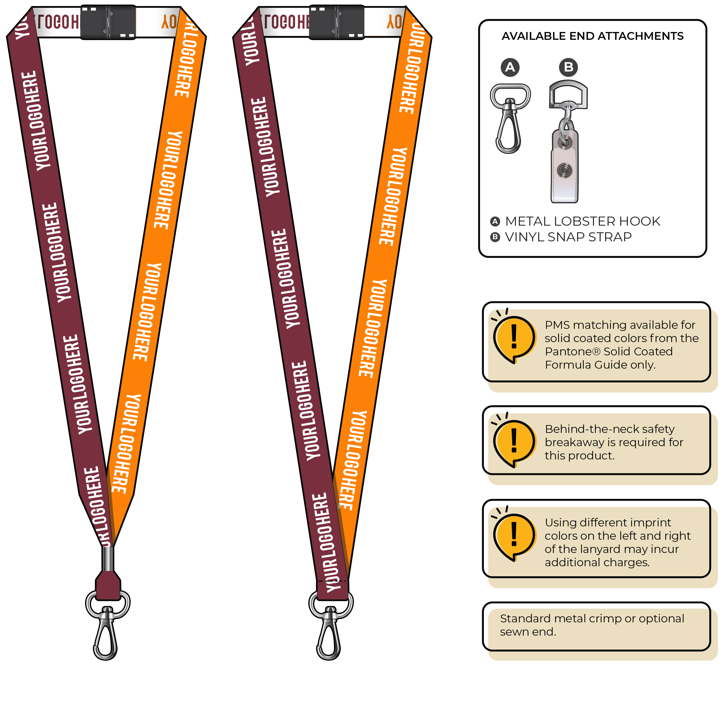 BH0045 | 3/4" Two Tone Woven Lanyards :: NON-STANDARD END ATTACHMENTS
