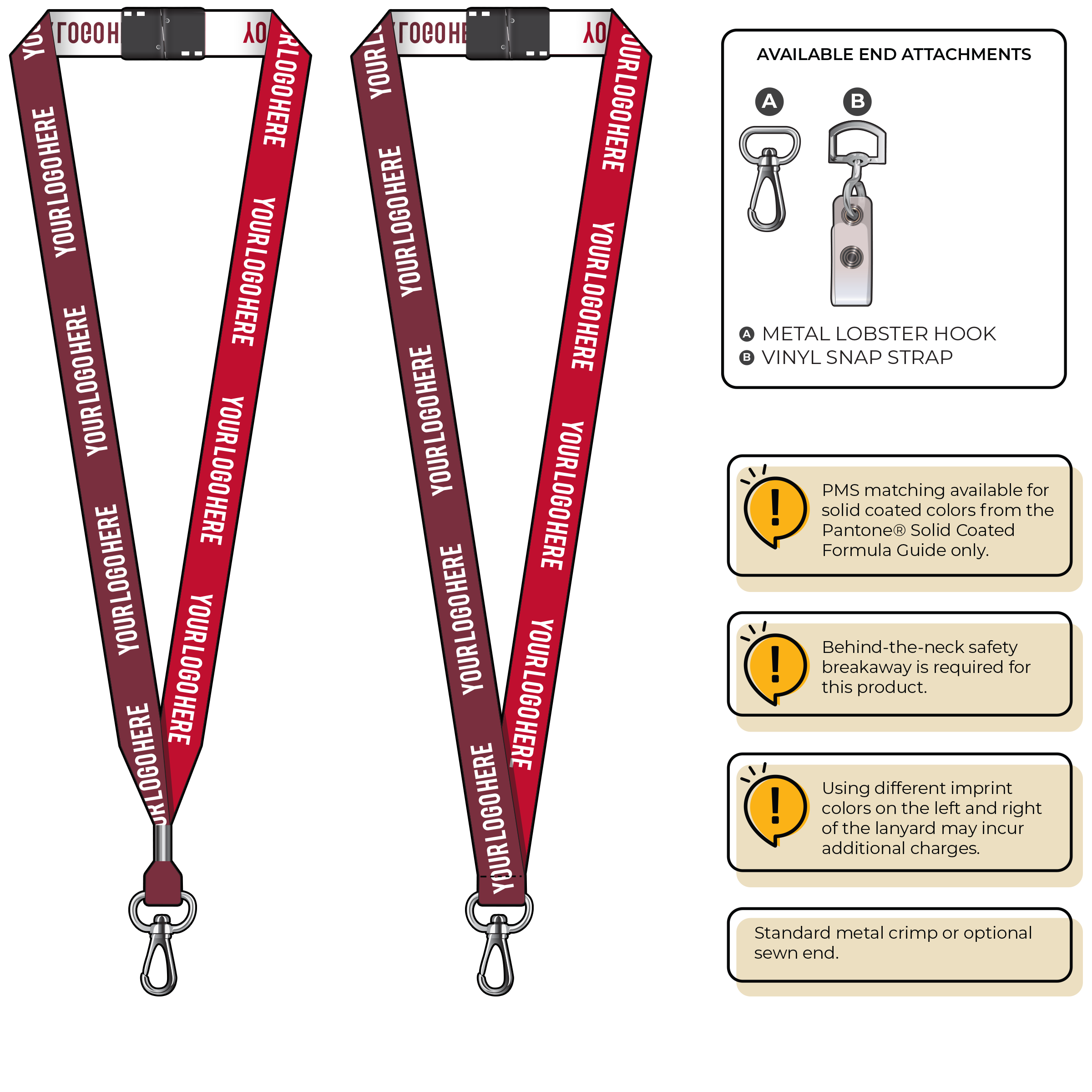 BH0045 | 3/4" Two Tone Woven Lanyards :: NON-STANDARD END ATTACHMENTS