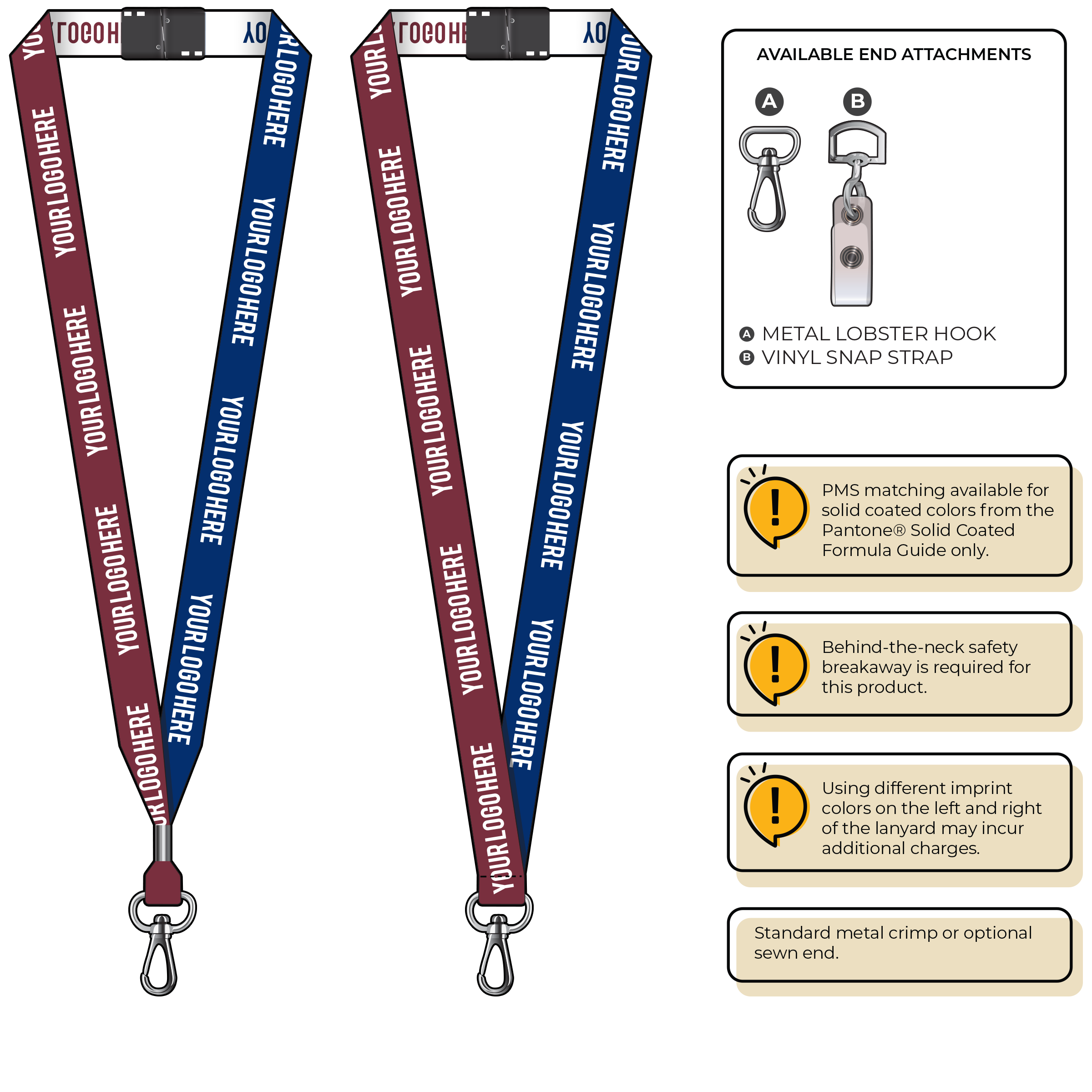 BH0045 | 3/4" Two Tone Woven Lanyards :: NON-STANDARD END ATTACHMENTS
