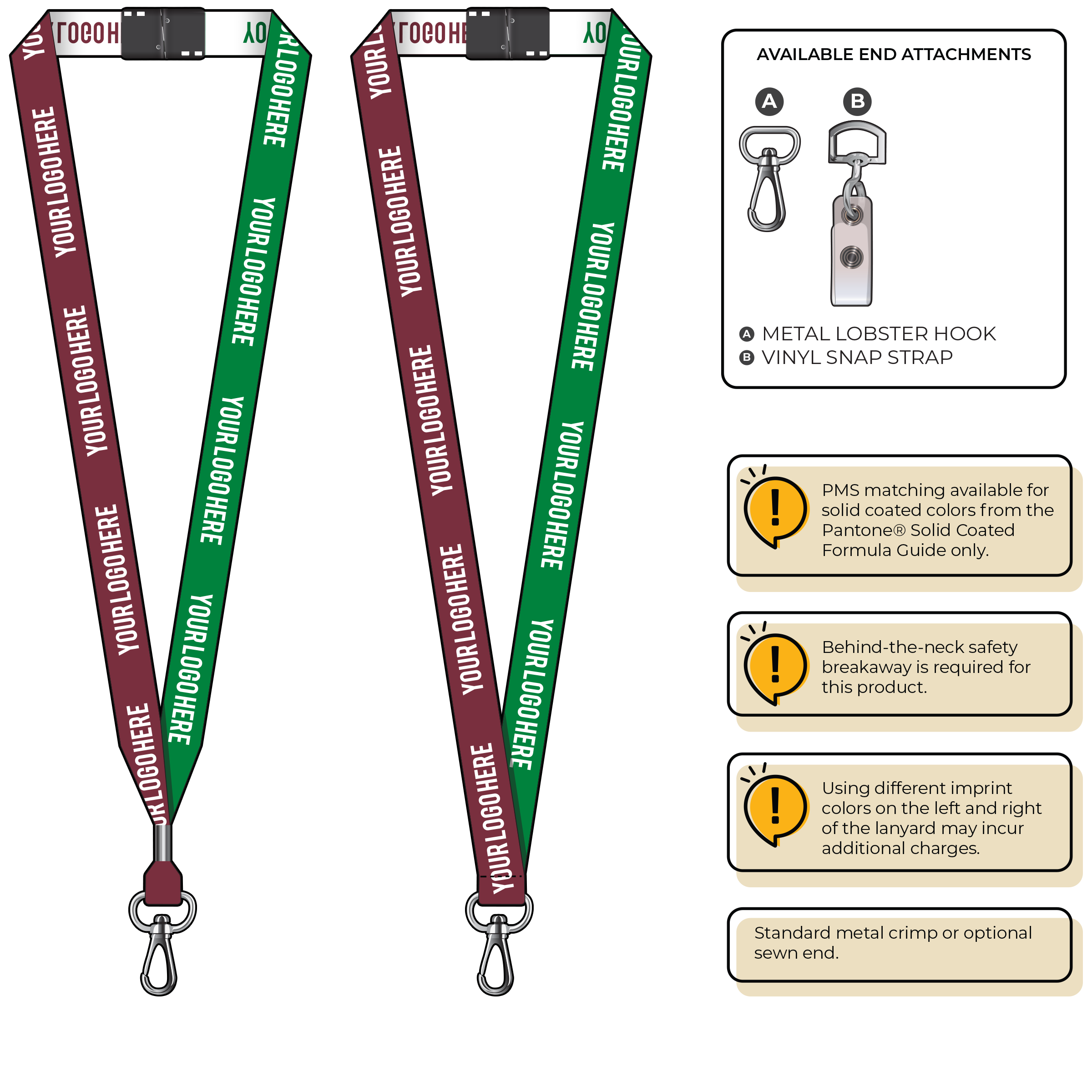 BH0045 | 3/4" Two Tone Woven Lanyards :: NON-STANDARD END ATTACHMENTS