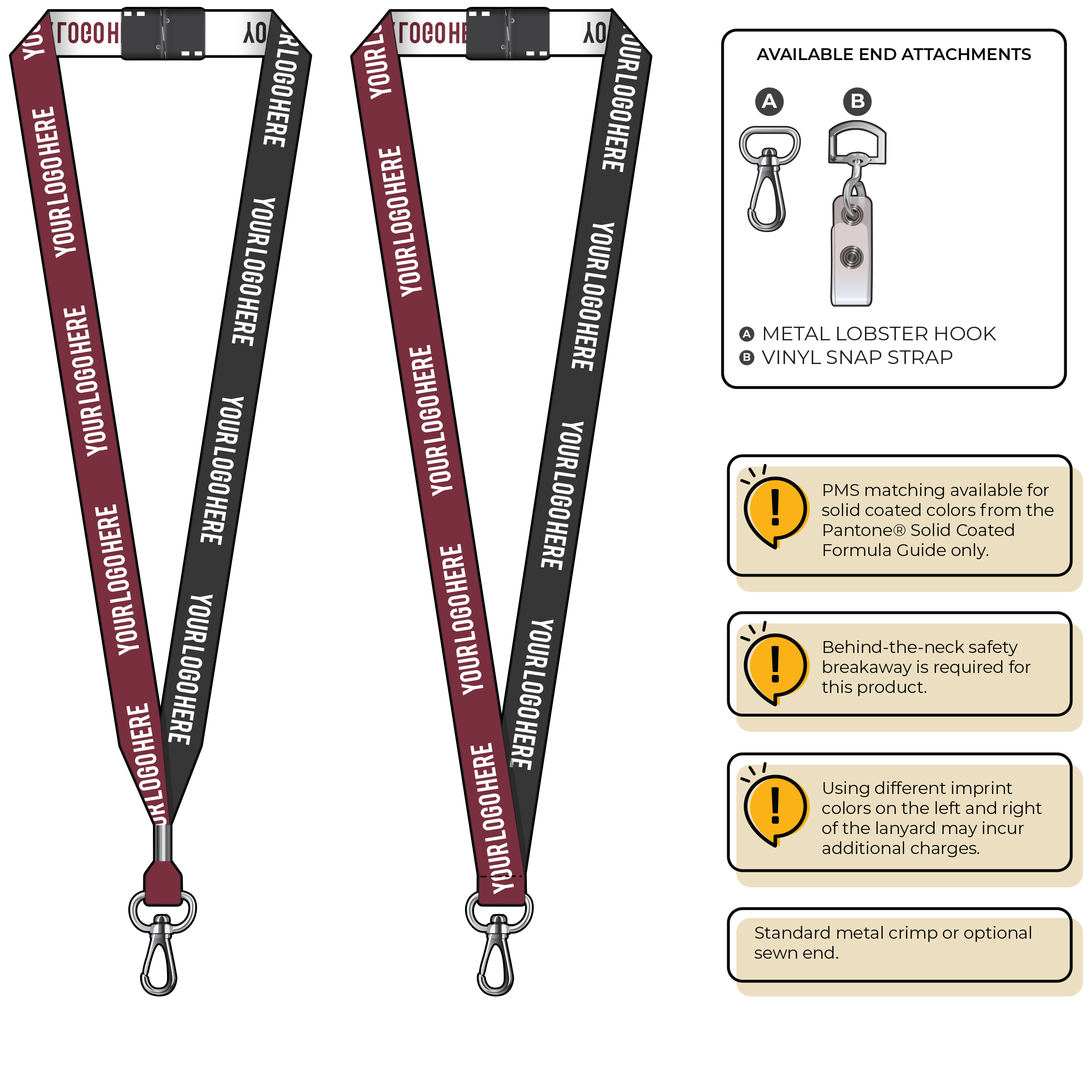 BH0045 | 3/4" Two Tone Woven Lanyards :: NON-STANDARD END ATTACHMENTS