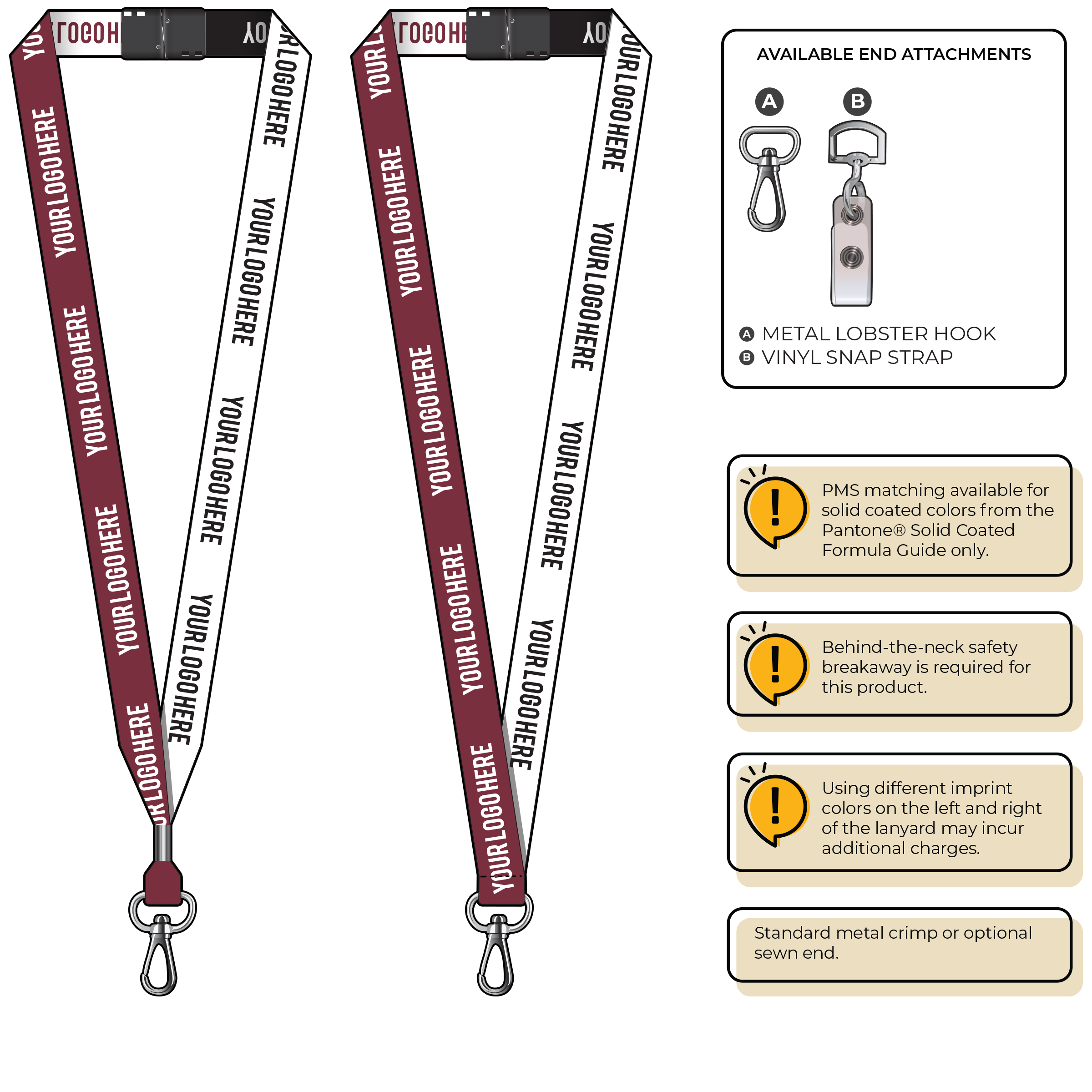 BH0045 | 3/4" Two Tone Woven Lanyards :: NON-STANDARD END ATTACHMENTS