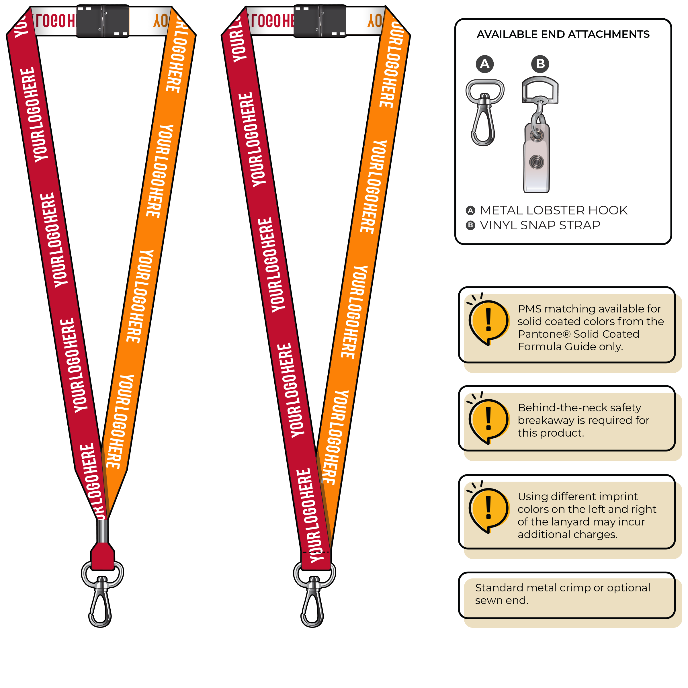 BH0045 | 3/4" Two Tone Woven Lanyards :: NON-STANDARD END ATTACHMENTS