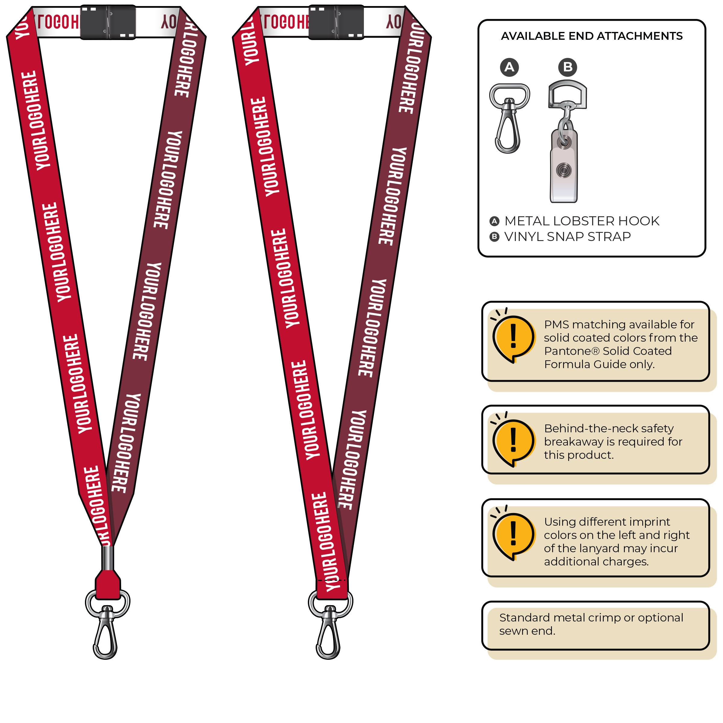 BH0045 | 3/4" Two Tone Woven Lanyards :: NON-STANDARD END ATTACHMENTS