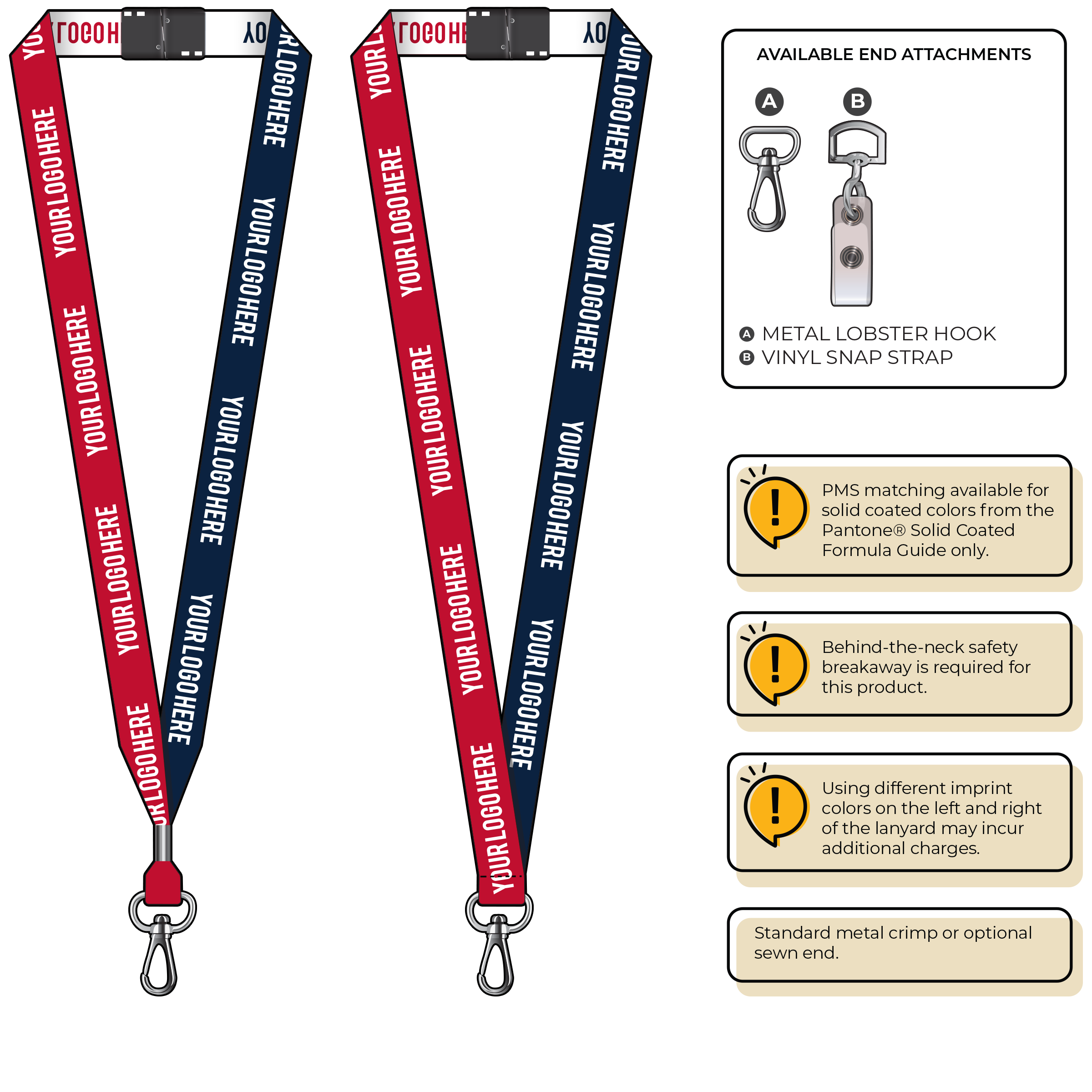 BH0045 | 3/4" Two Tone Woven Lanyards :: NON-STANDARD END ATTACHMENTS