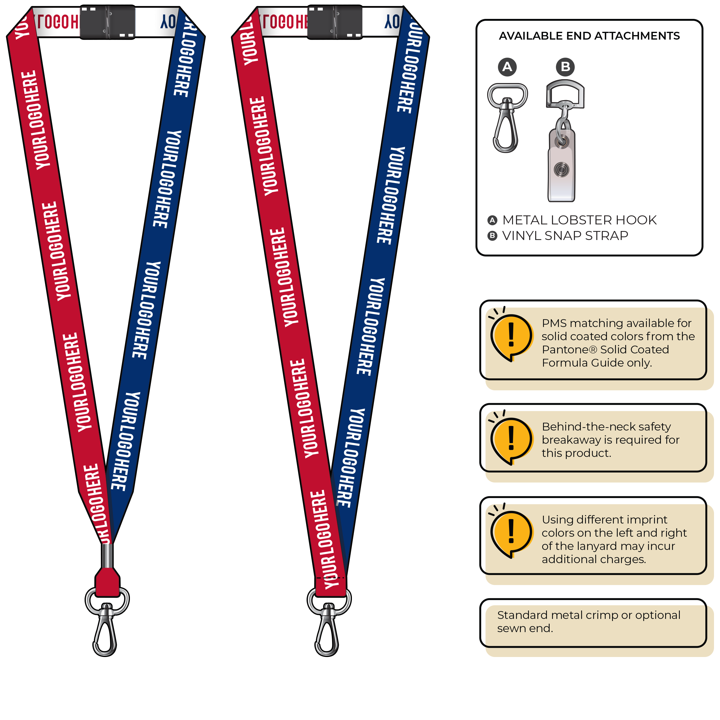 BH0045 | 3/4" Two Tone Woven Lanyards :: NON-STANDARD END ATTACHMENTS