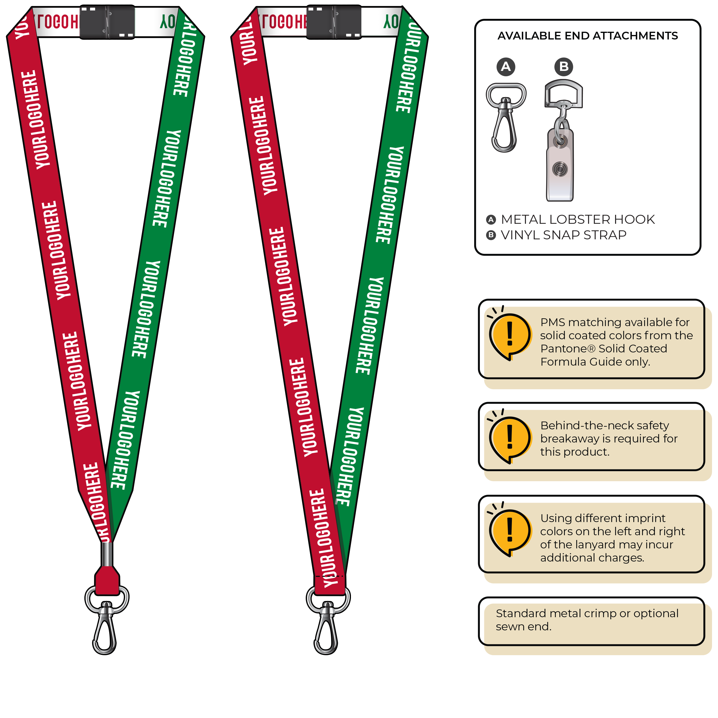 BH0045 | 3/4" Two Tone Woven Lanyards :: NON-STANDARD END ATTACHMENTS