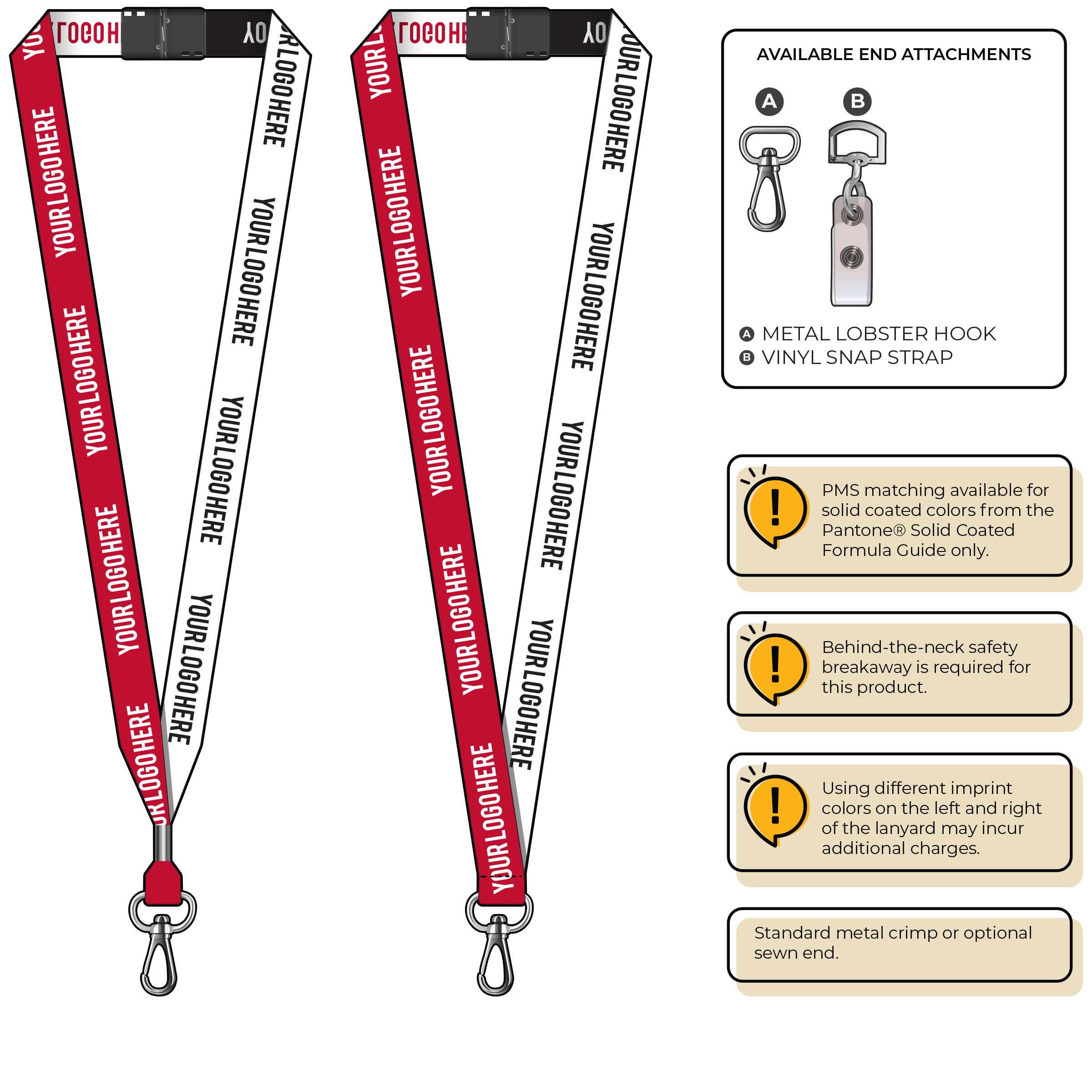 BH0045 | 3/4" Two Tone Woven Lanyards :: NON-STANDARD END ATTACHMENTS